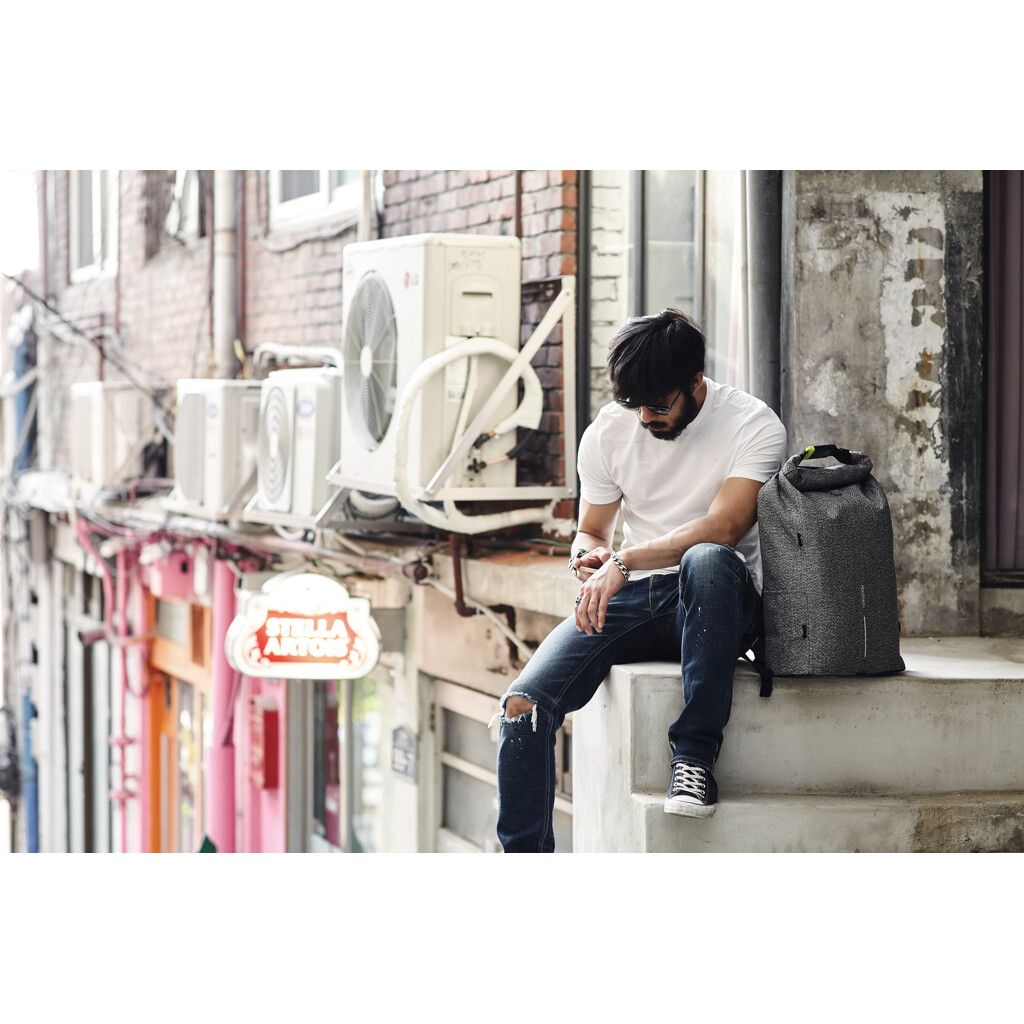 Urban schnitthemmender Anti-Diebstahl-Rucksack - grau-763