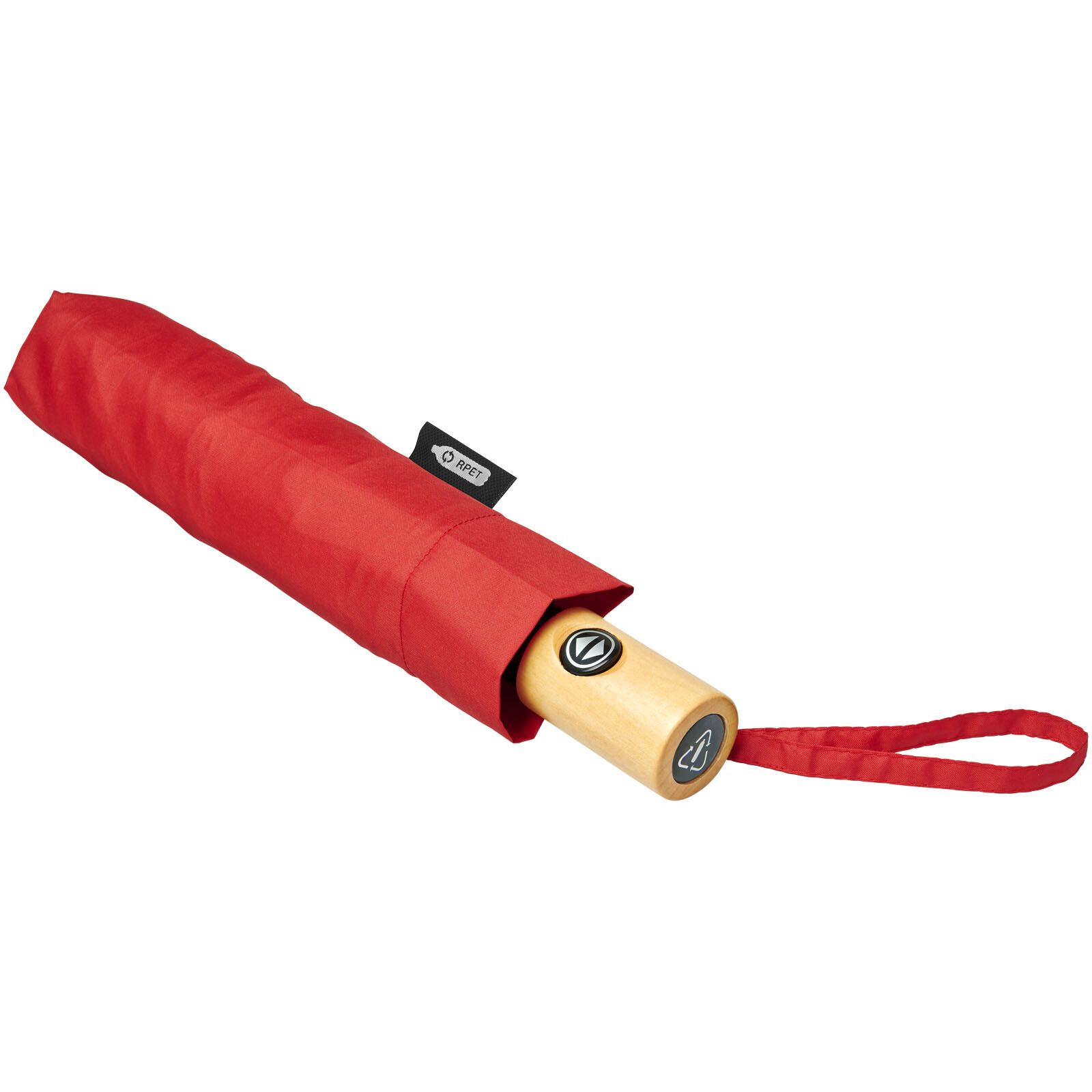 Bo 21" Vollautomatik Kompaktregenschirm aus recyceltem PET-Kunststoff - rot-129