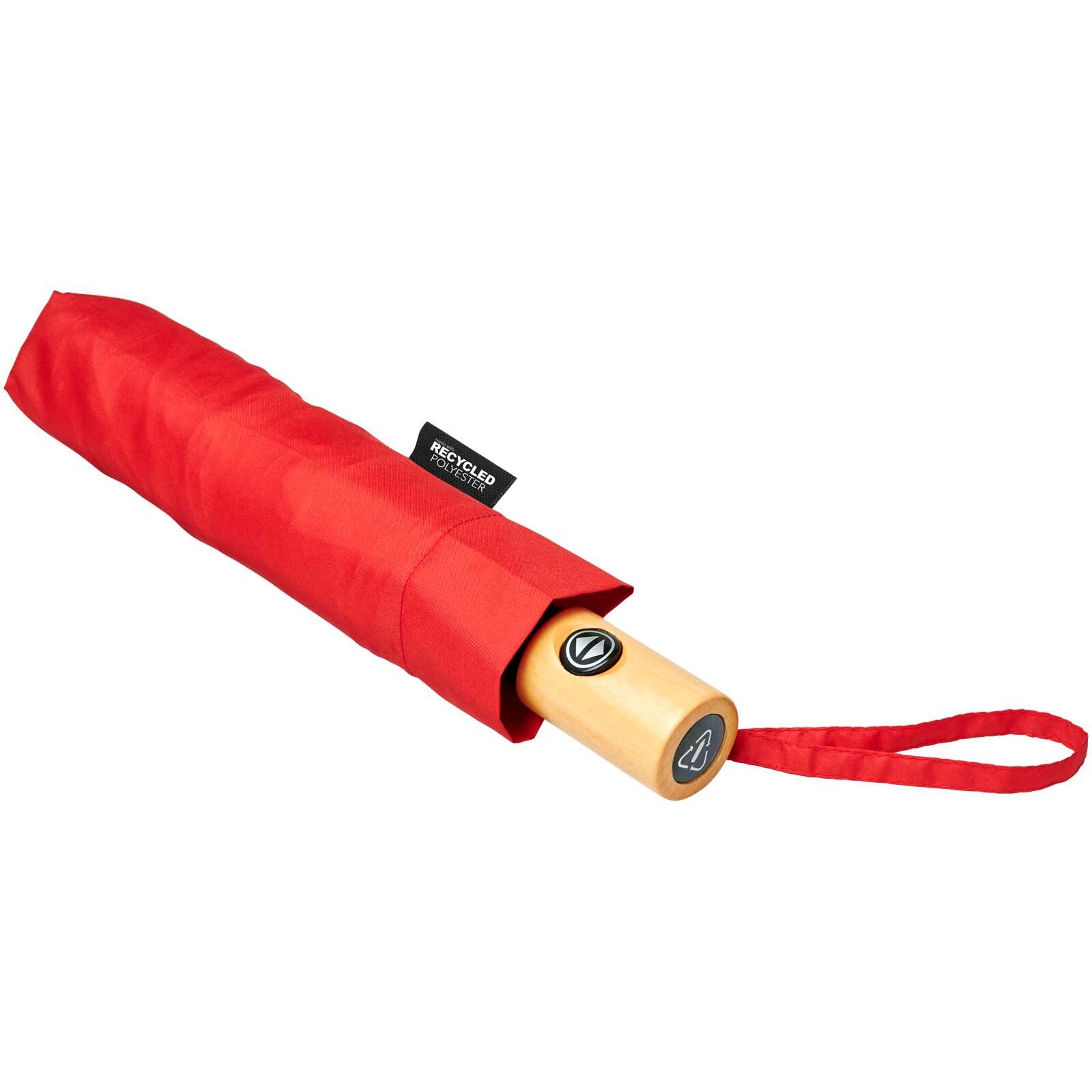 Bo 21" Vollautomatik Kompaktregenschirm aus recyceltem PET-Kunststoff - rot-129