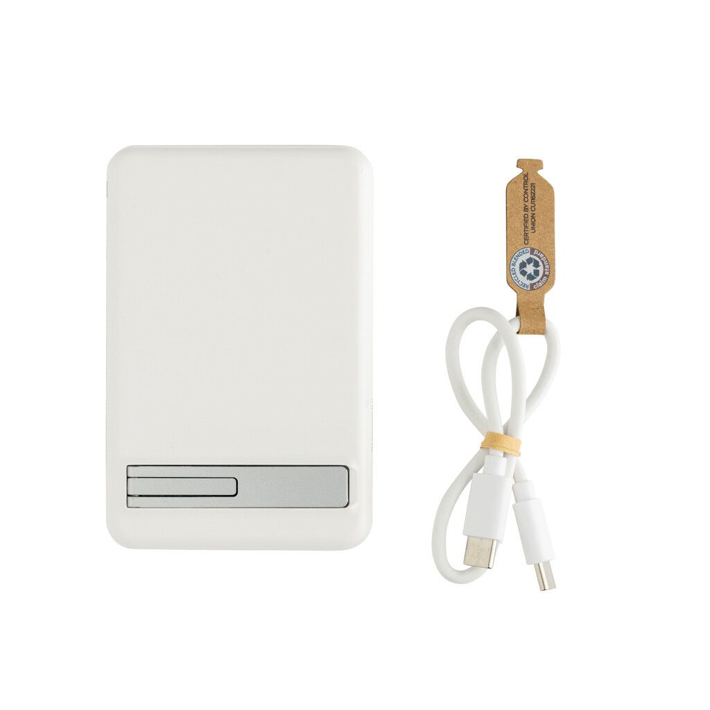 Zen 5000mAh 5W magnetische Bambus-Powerbank aus RCS rPlastik - weiß-898