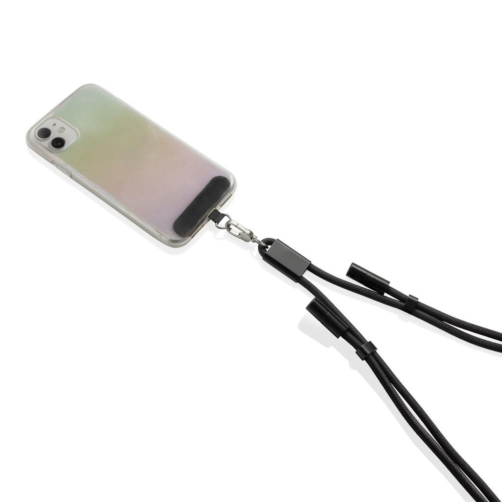 LoopAmp verstellbares 160cm 60W Telefonkabel aus RCS rPET - schwarz-312