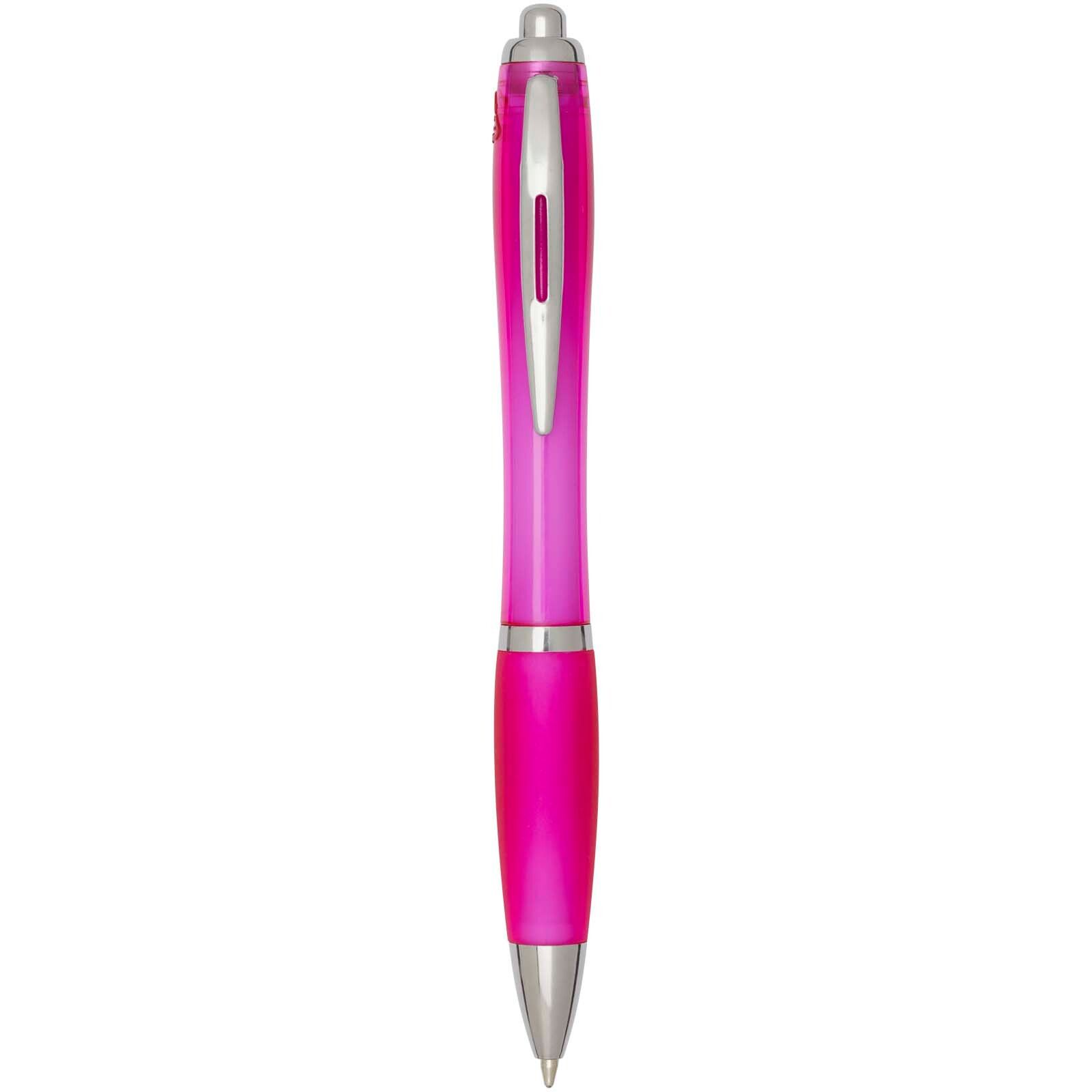 Nash RCS Kugelschreiber aus recyceltem Kunststoff mit farbigem Schaft und Griffzone (blaue Tinte) - rosa-27