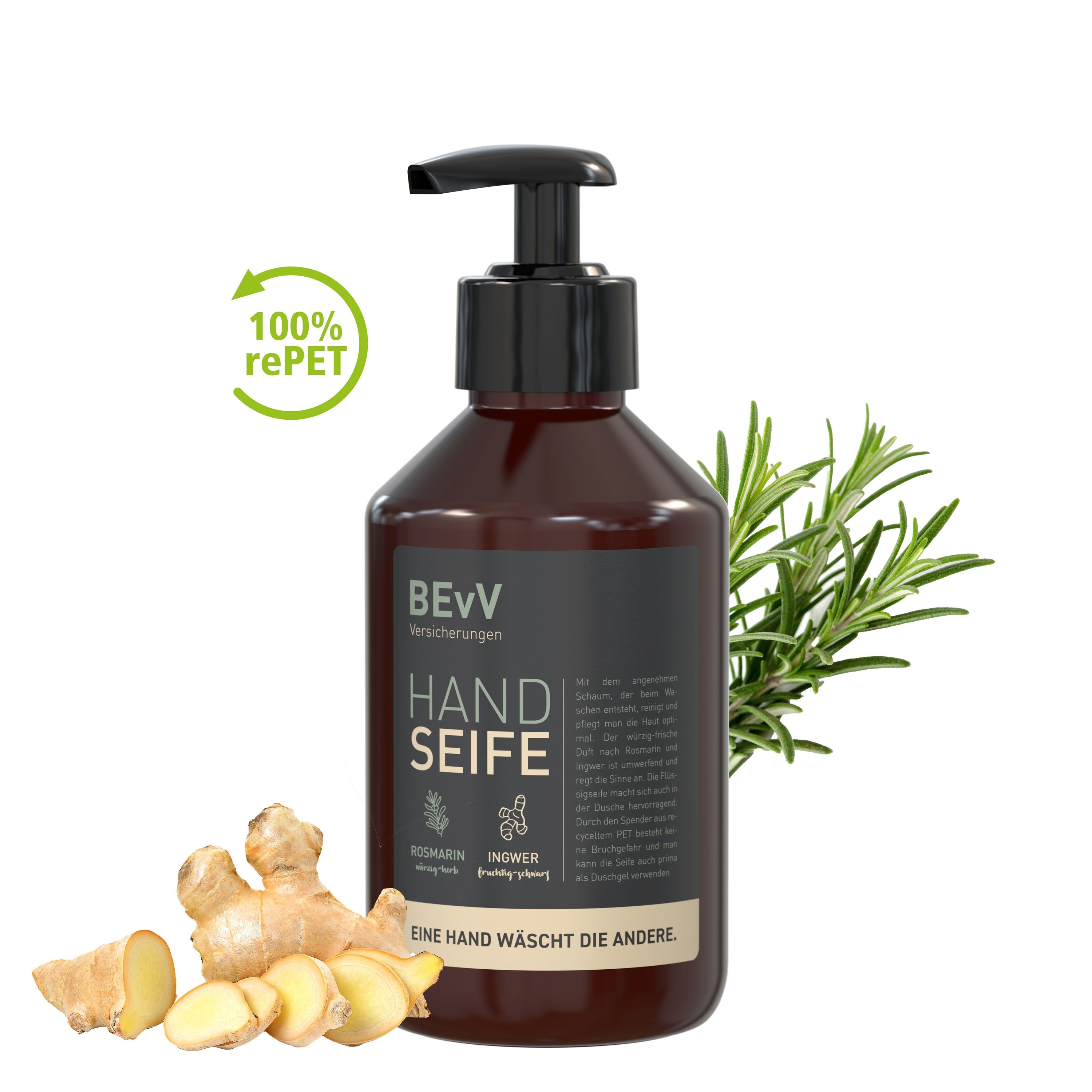 250 ml Spender Flüssigseife Rosmarin-Ingwer Body Label-438