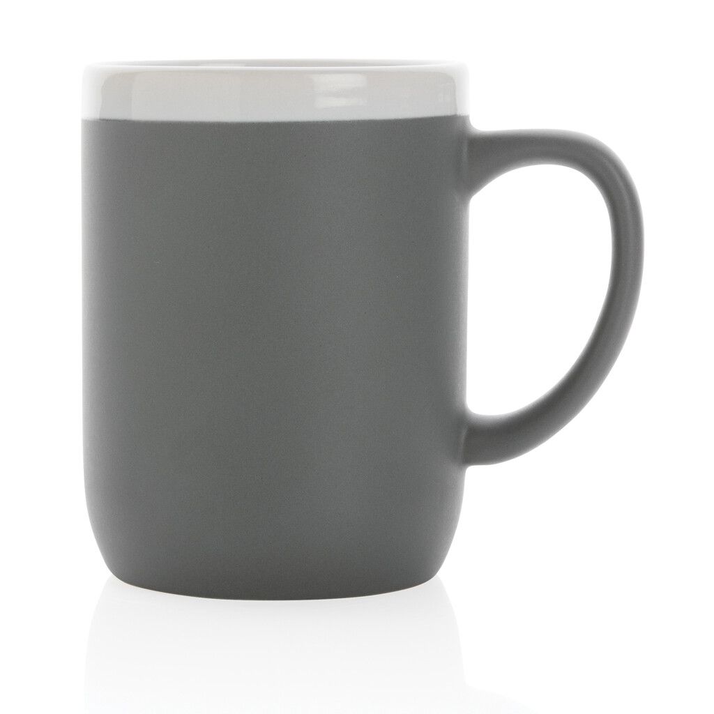 Keramiktasse mit weißem Rand, 300ml - grau-969