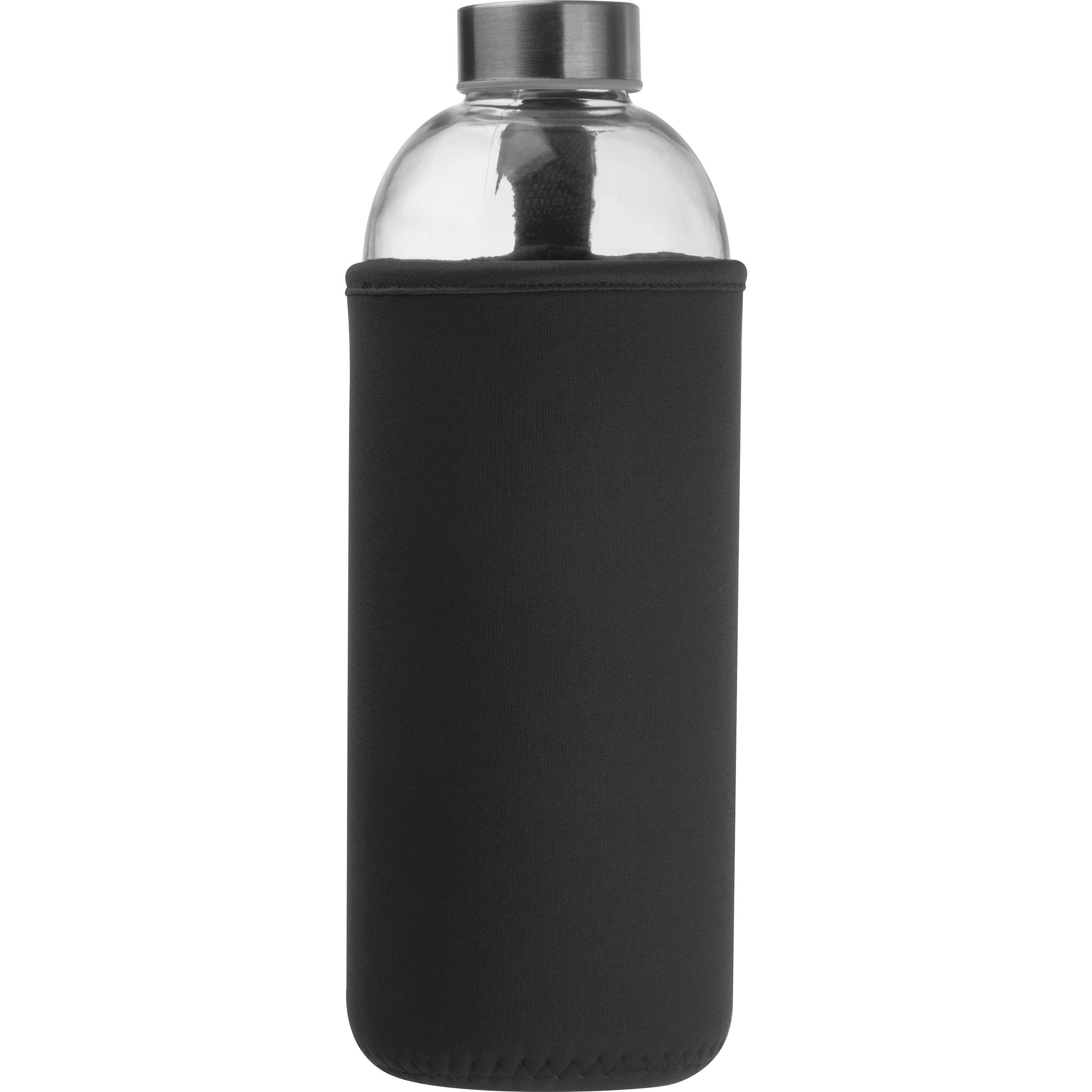 Trinkflasche aus Glas mit Neoprenüberzug, 1.000ml - schwarz-878