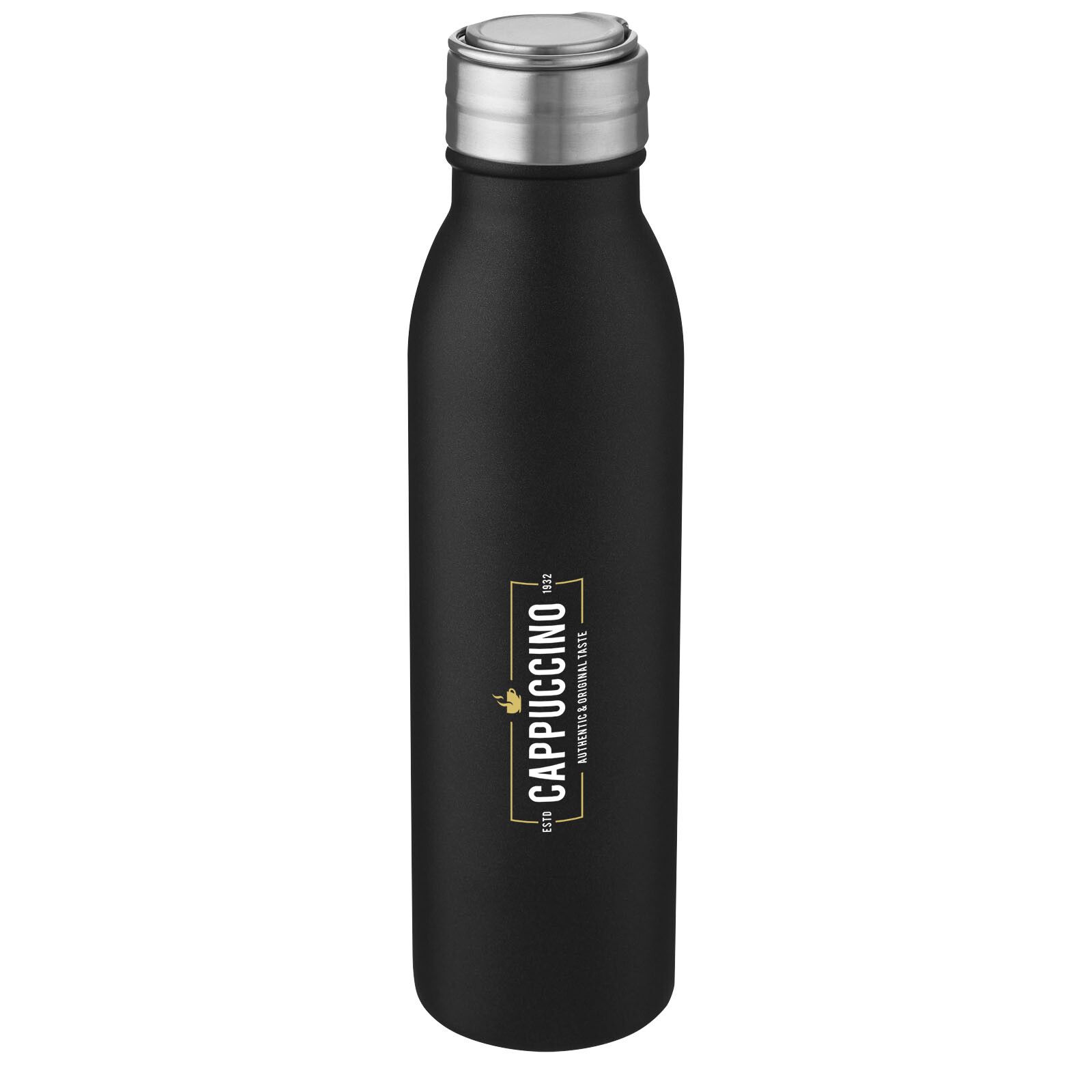 Harper 700 ml Sportflasche aus Edelstahl mit Metallschlaufe - schwarz-778