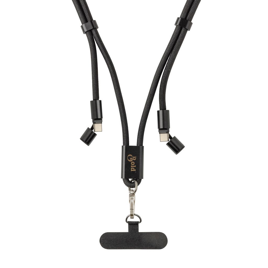 LoopAmp verstellbares 160cm 60W Telefonkabel aus RCS rPET - schwarz-844