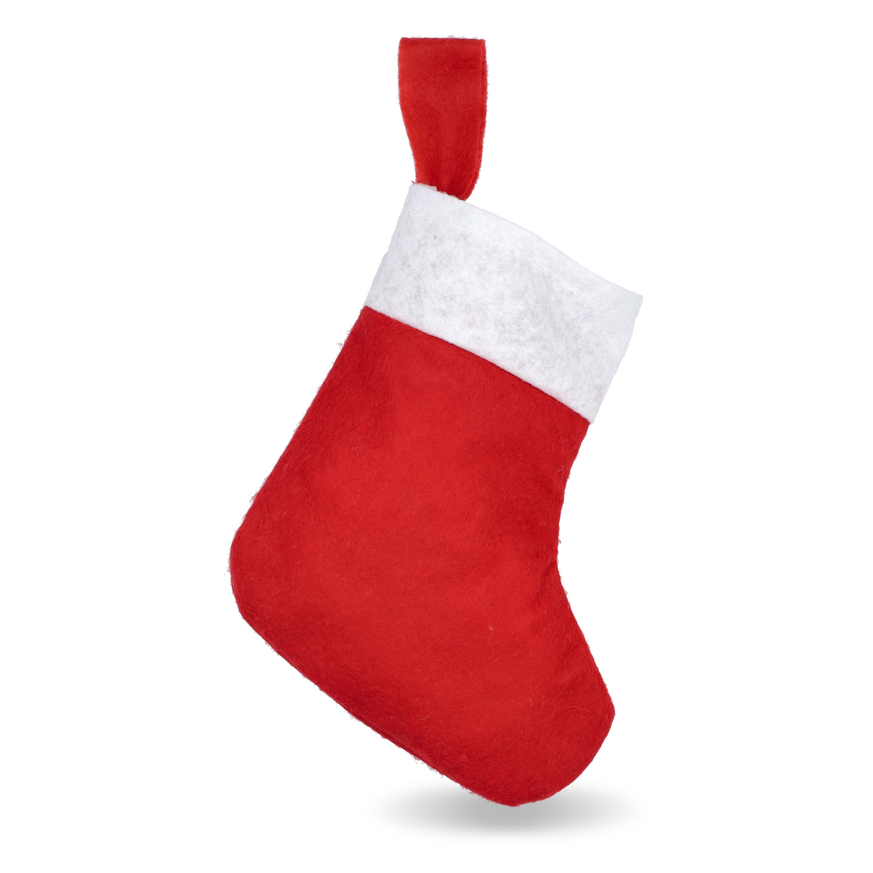 Filz-Weihnachtsstrumpf 20 cm - weiss  -  rot-531