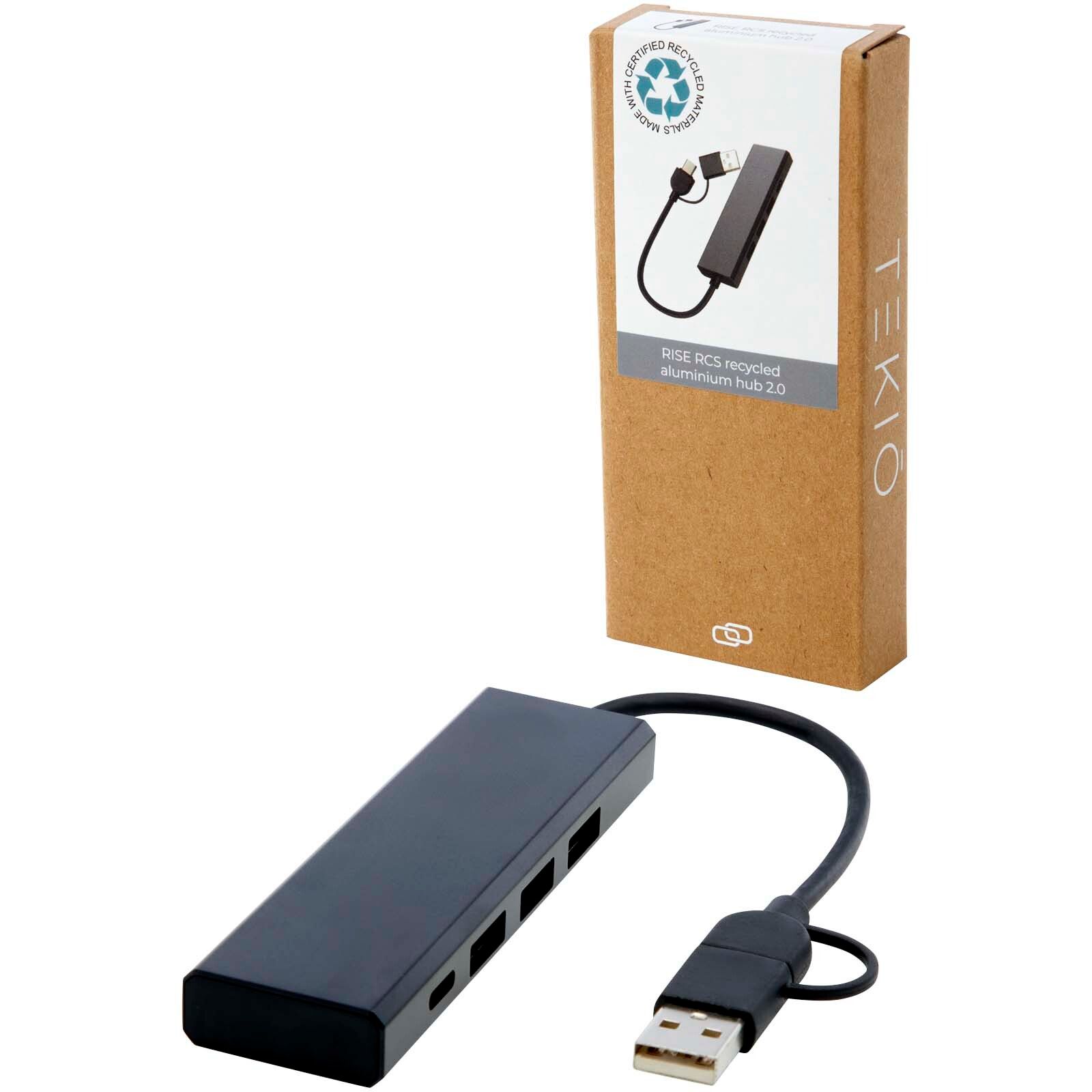 Rise USB 2.0 Hub aus recyceltem RCS Aluminium - schwarz-43