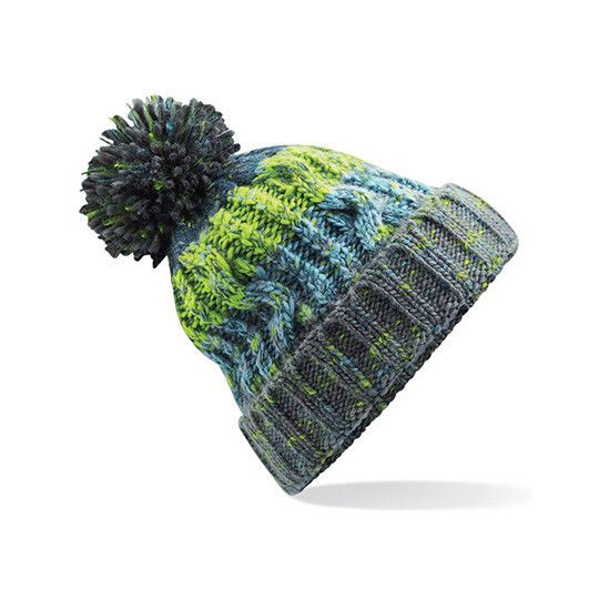 Corkscrew Pom Pom Beanie - electric grey-356