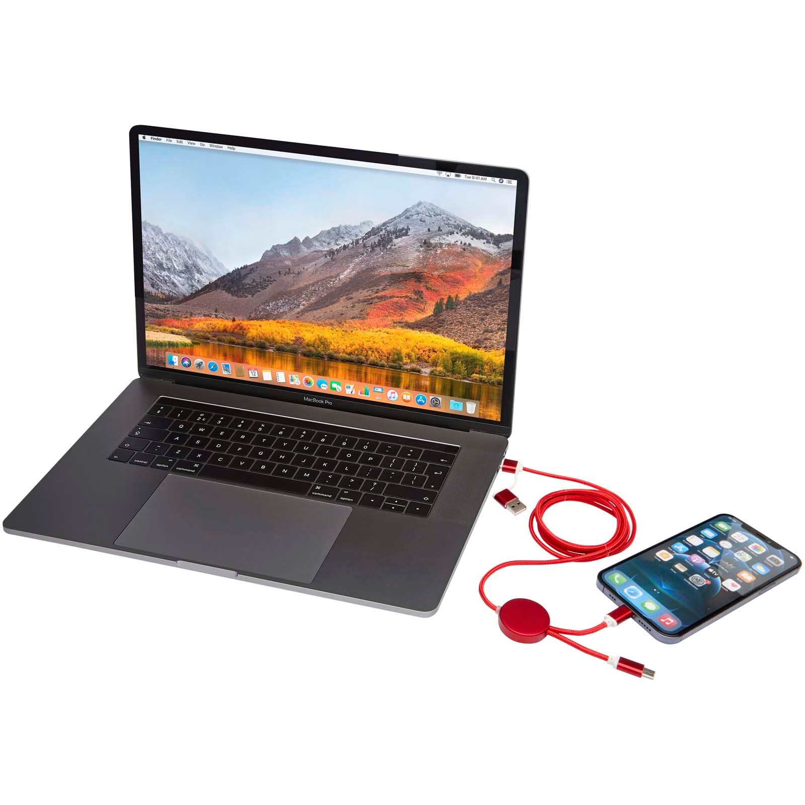 Alasia 150 cm 5-in-1 Kabel aus recyceltem Kunststoff für Datenübertragung und 27W Schnellladung - rot-834