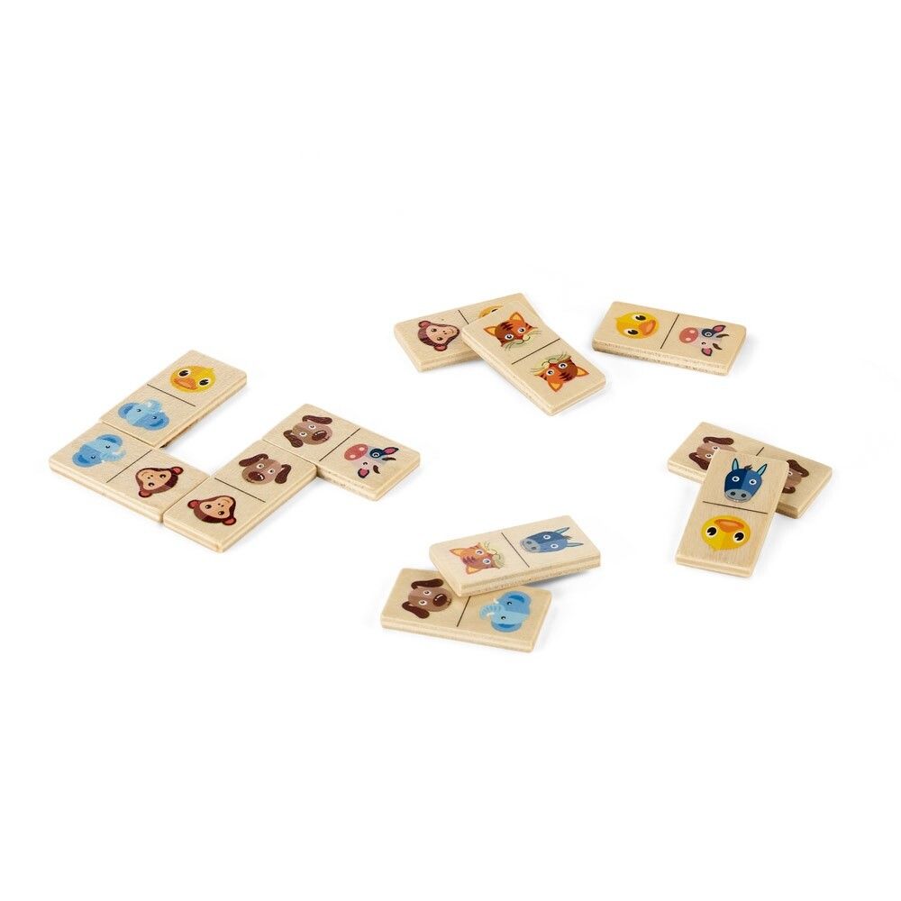 DOMIN Domino-Spiel aus Holz mit 28 Tierfiguren - naturhell-765