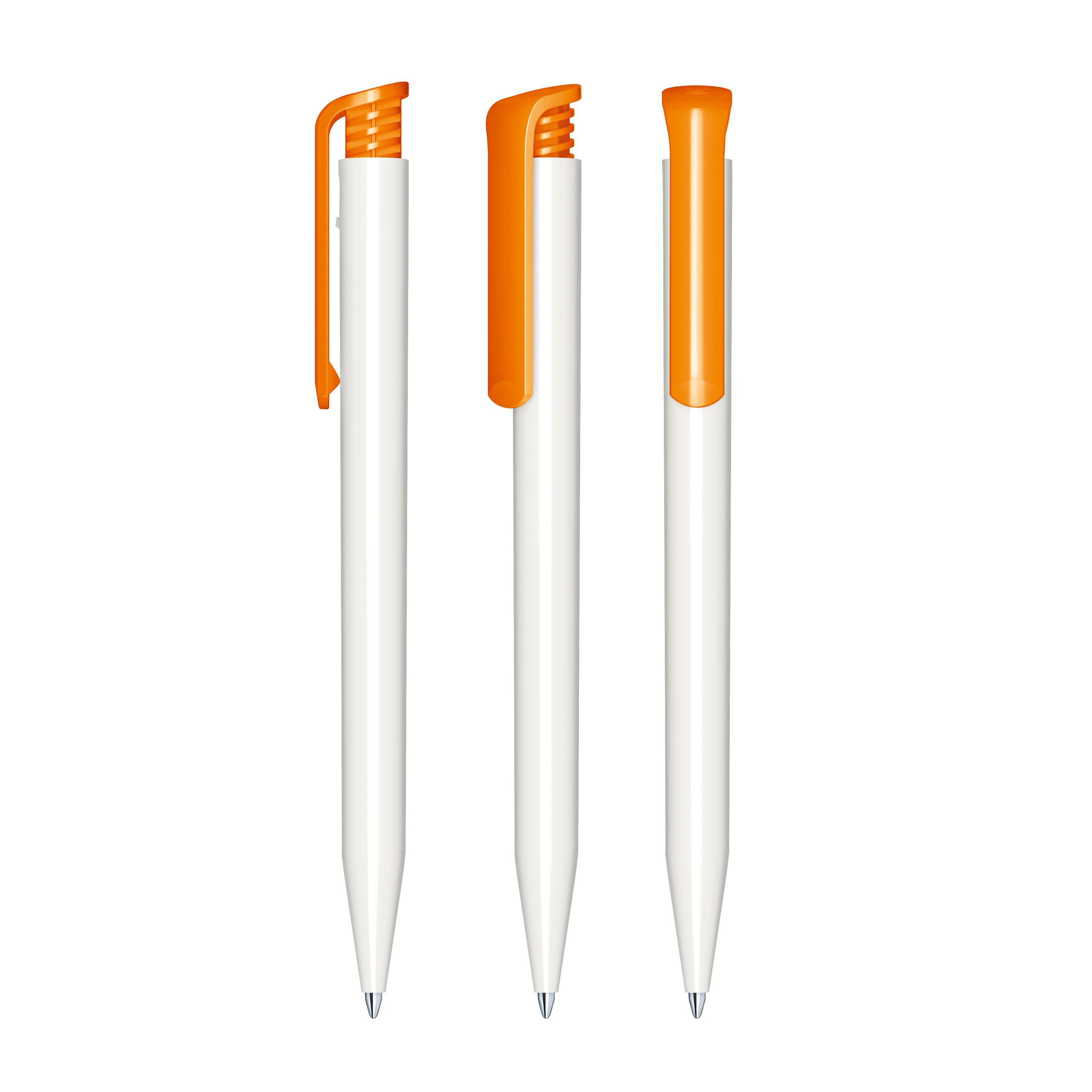 Super Hit Polished Basic Druckkugelschreiber - weiß - orange-631