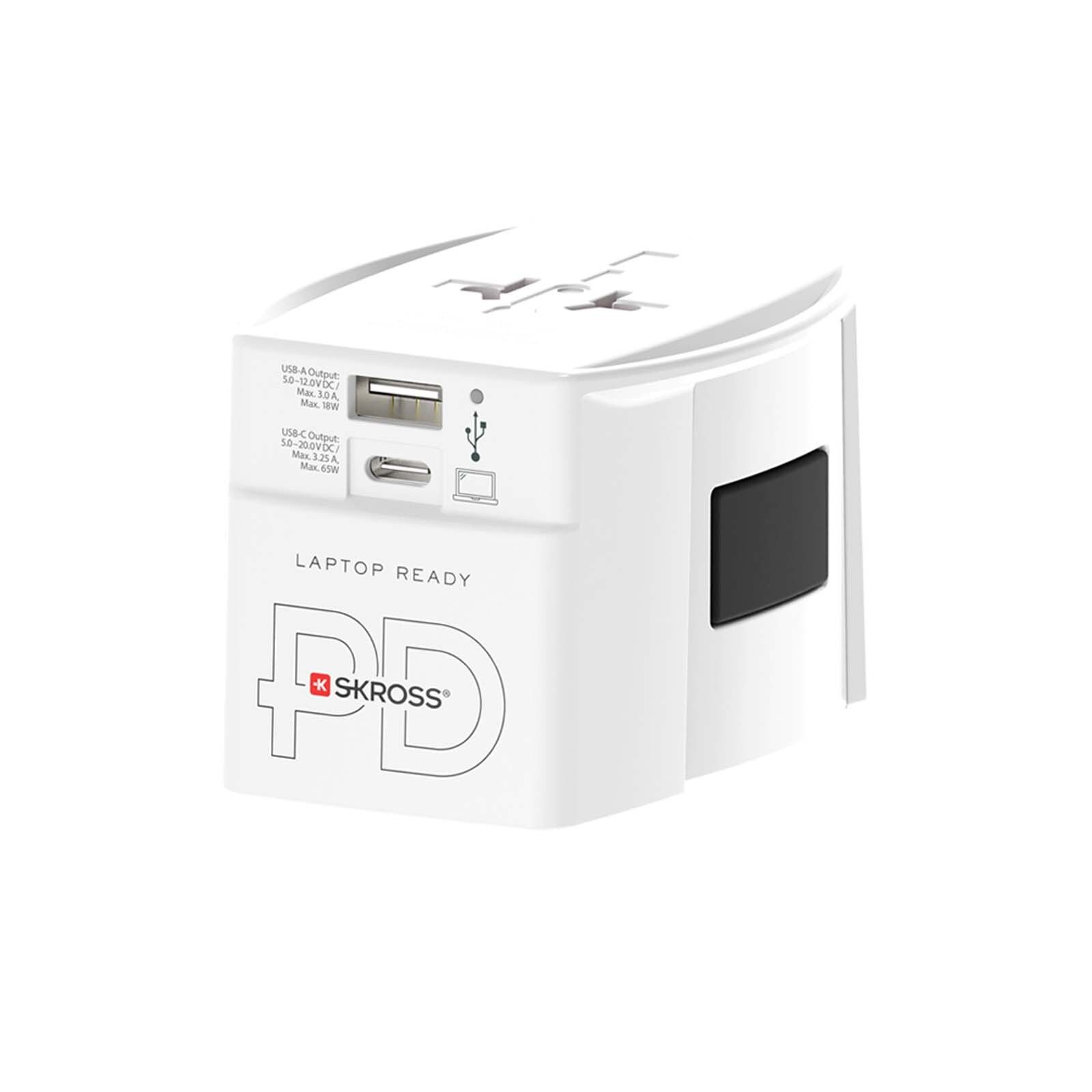 SKROSS MUV AC65PD Reiseadapter mit USB-C Kabel  - weiss-971