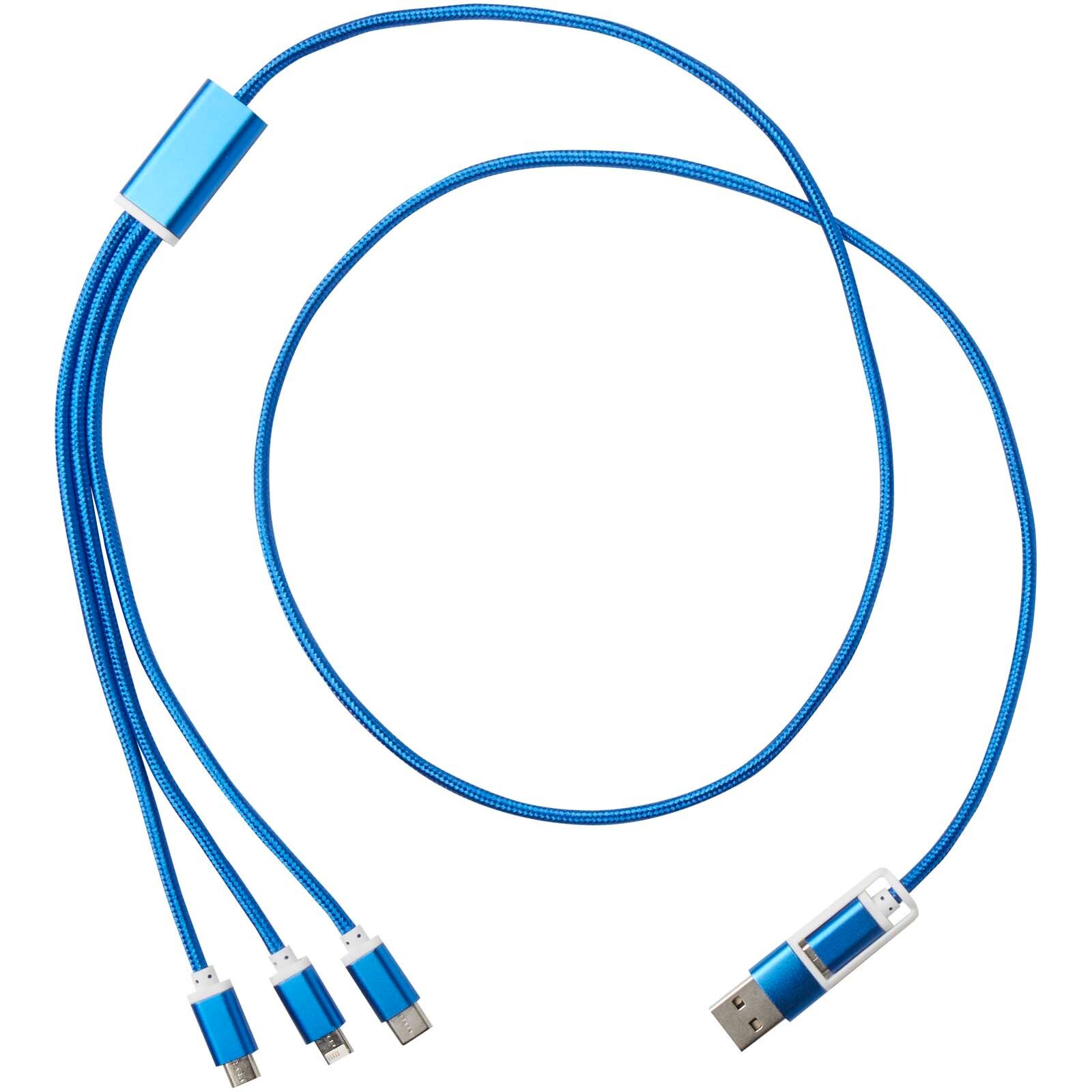 Versatile 5-in-1 Ladekabel aus recyceltem Aluminium - royalblau-667