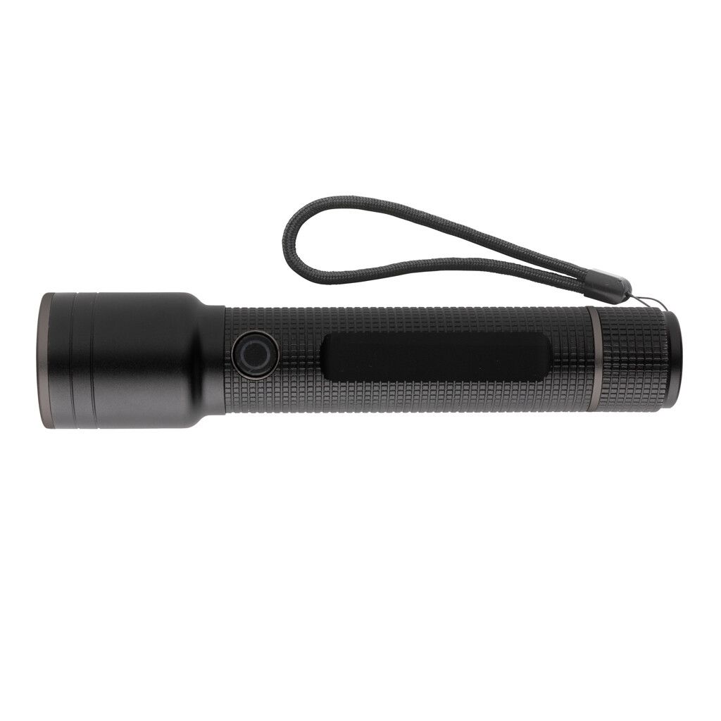 Große Gear X Taschenlampe aus RCS recycelt. Alu mit USB-Akku - schwarz-905