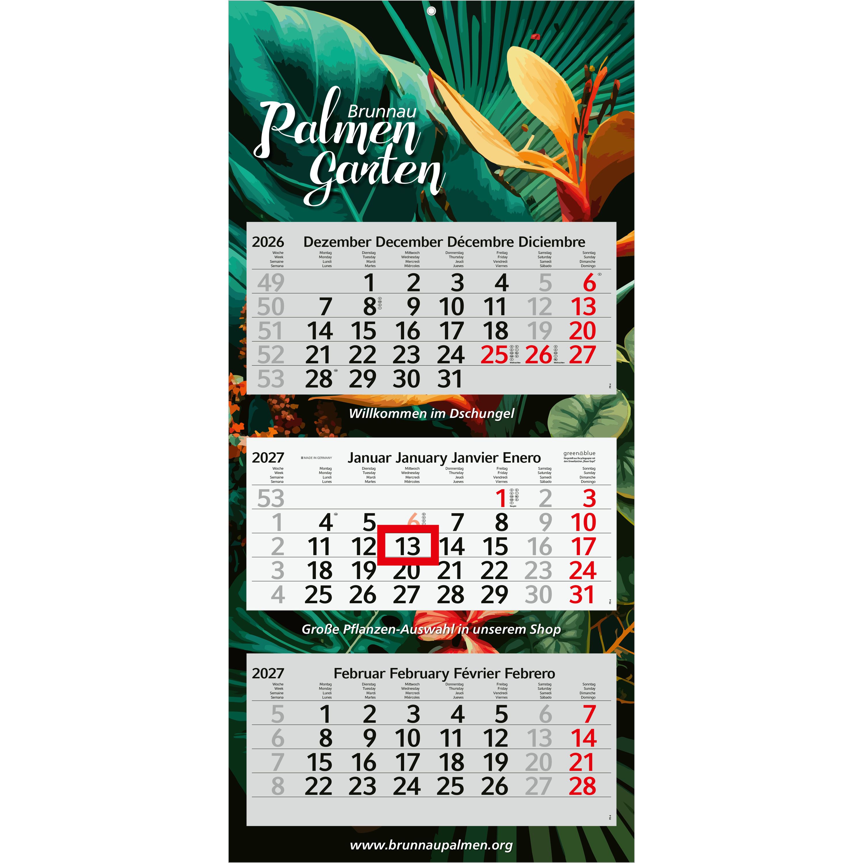 3-Monatskalender Mehrblock Profil 3 RECYCLING-576