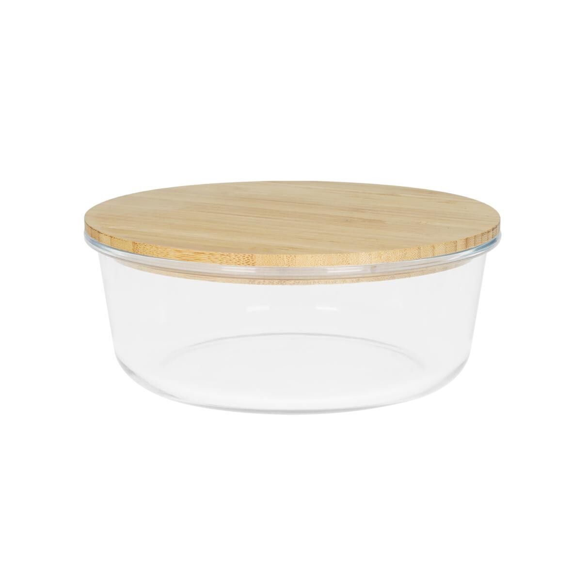 Glasbox Balance, rund 17x7 cm - transparent - braun-663
