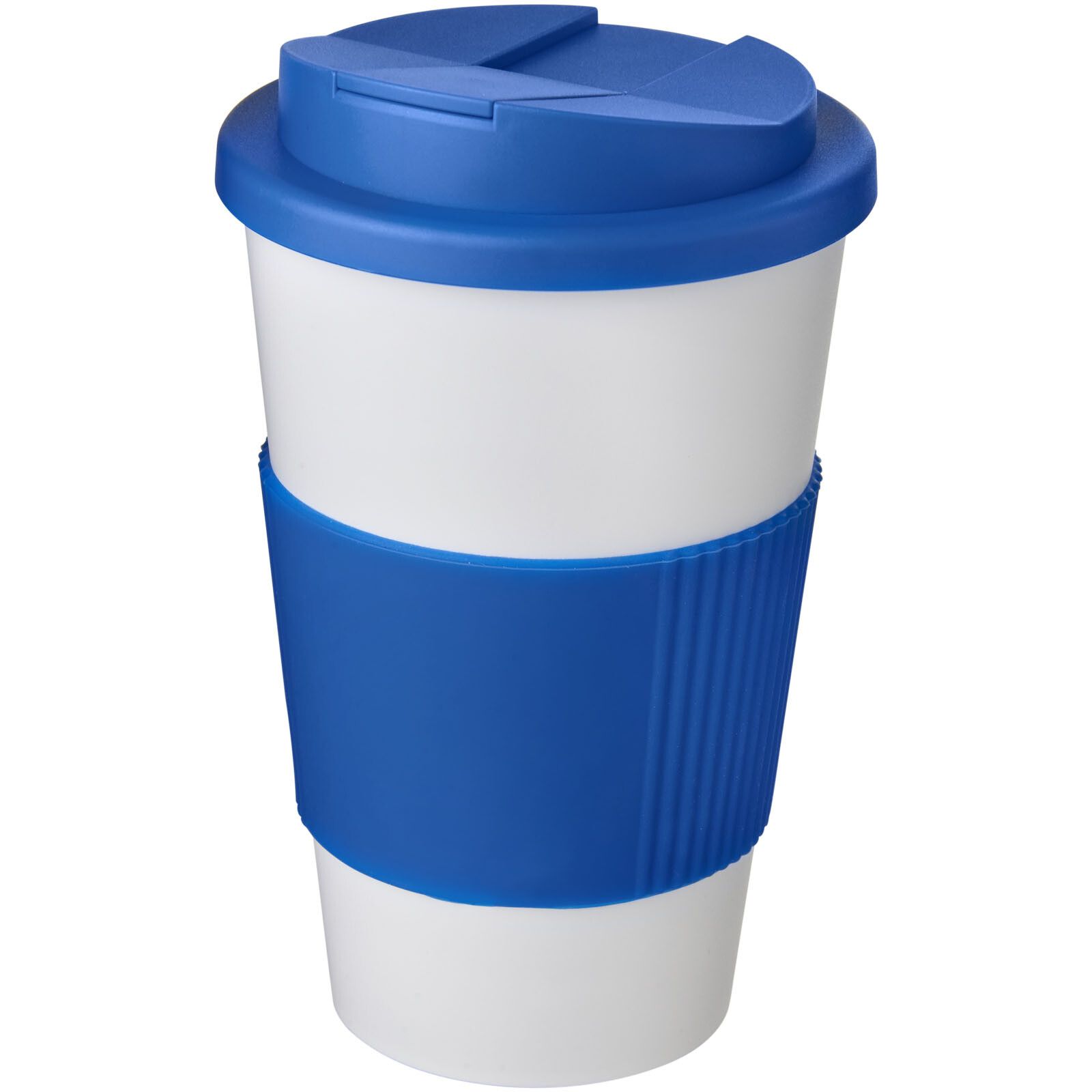 Americano 350 ml Isolierbecher mit Schutzring & auslaufsicherem Schraubverschluss - weiss -  mittelblau-638