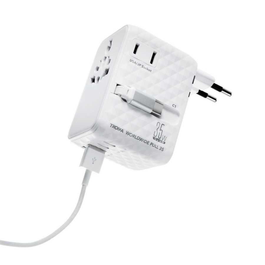 TROIKA Reiseadapter WORLDWIDE PULL 35 - weiß-870