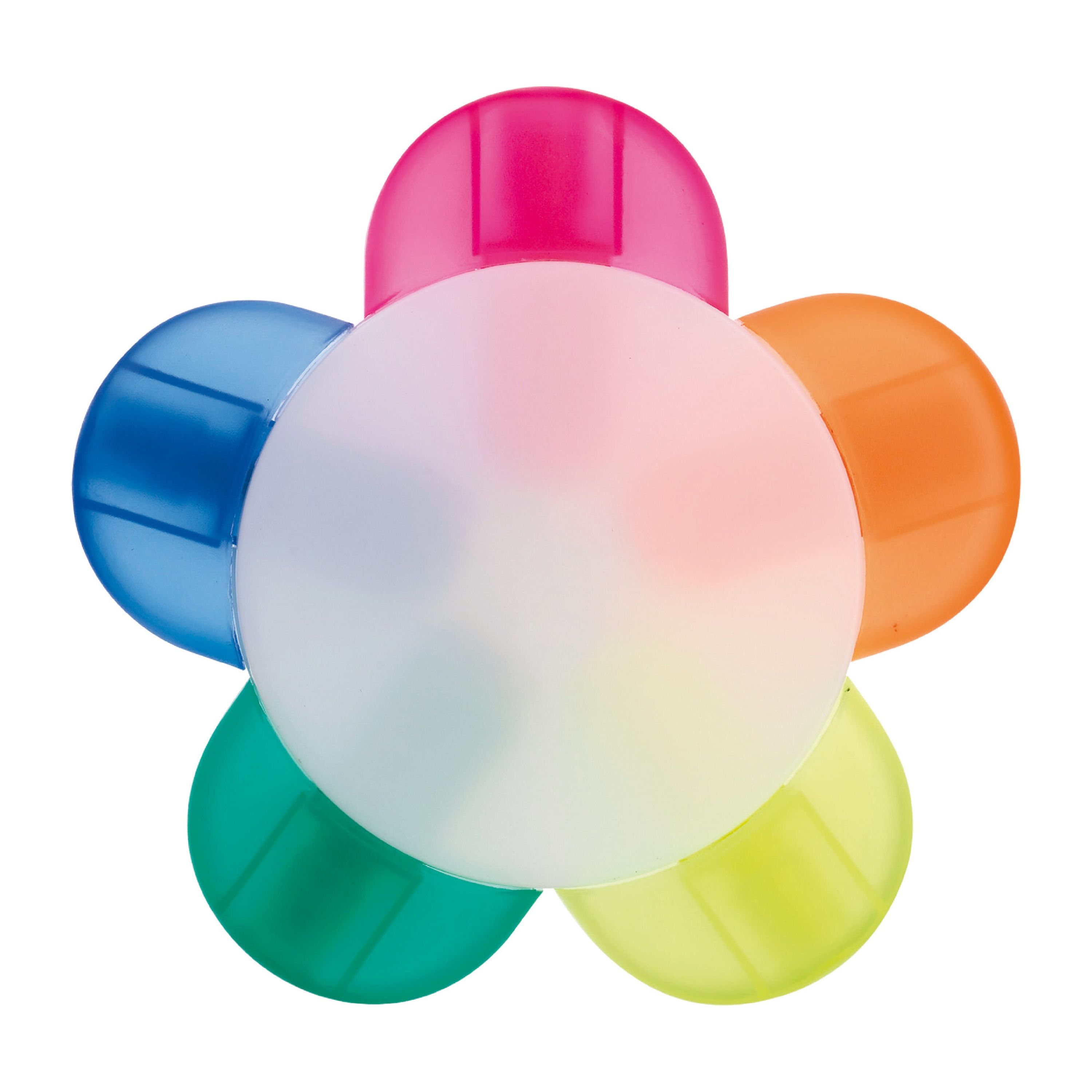 Textmarker Blume mit 5 Farben - natur  -  weiss-839