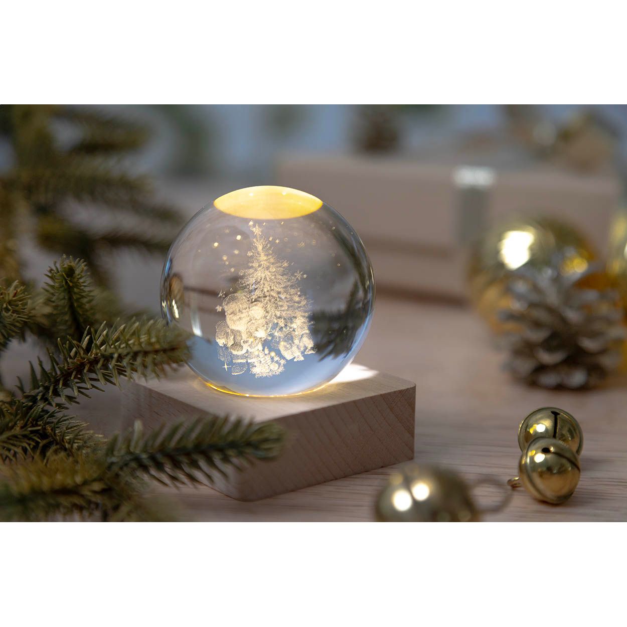 Borealis Leuchtkugel mit Weihnachtsmotiv - transparent - natur-907