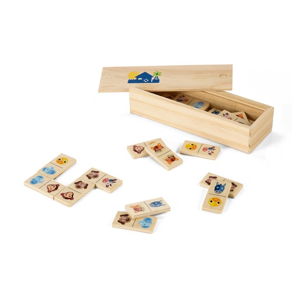 DOMIN Domino-Spiel aus Holz mit 28 Tierfiguren - naturhell-747