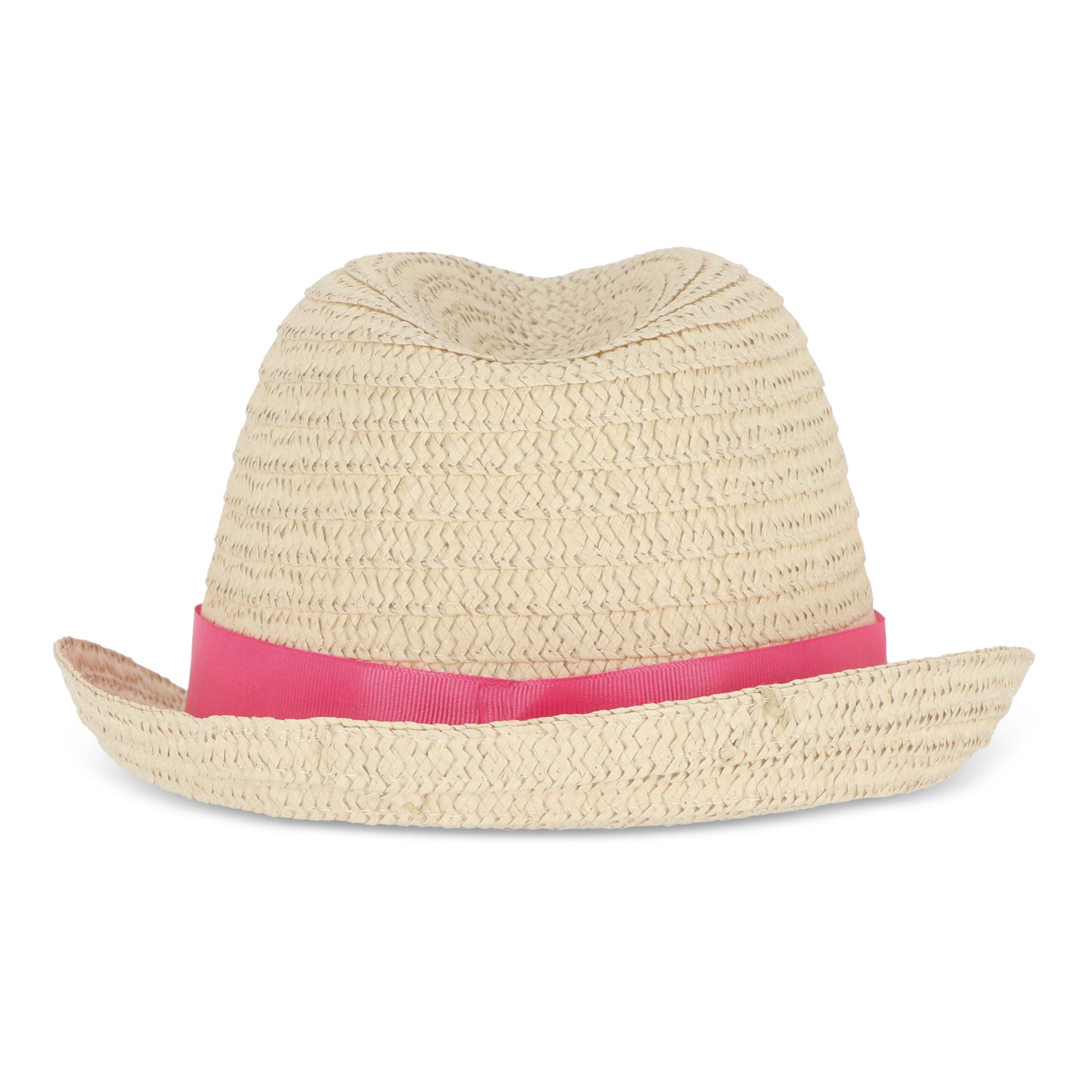 Pflanzlicher Strohhut mit farbigem Band - rosa-143