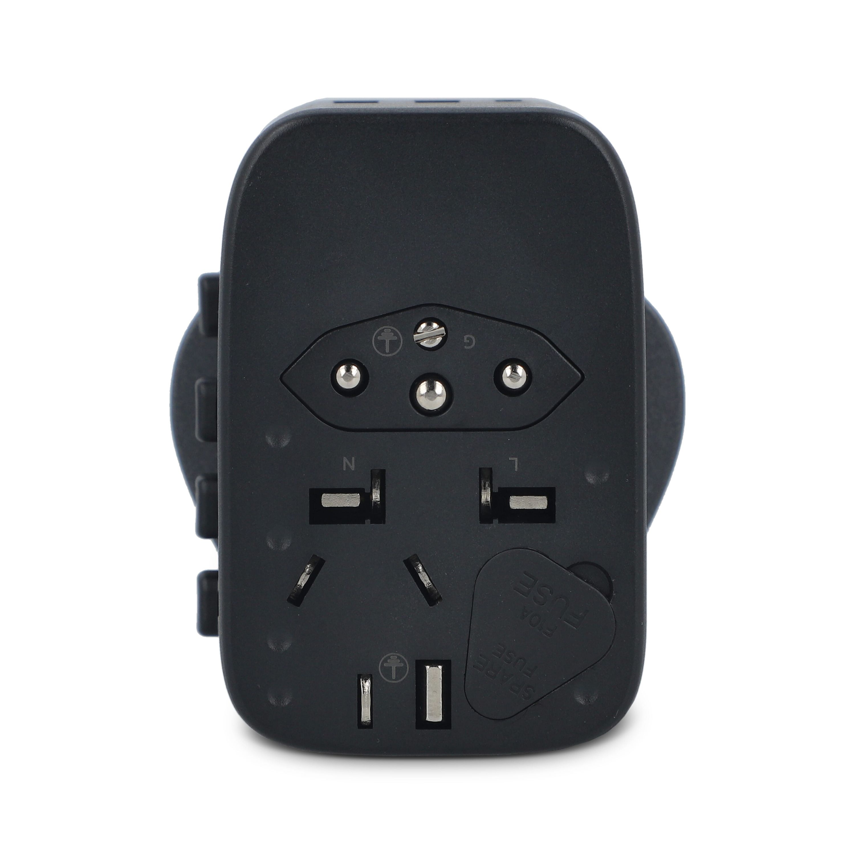 PowerPro Reiseadapter aus Kunststoff - schwarz-709
