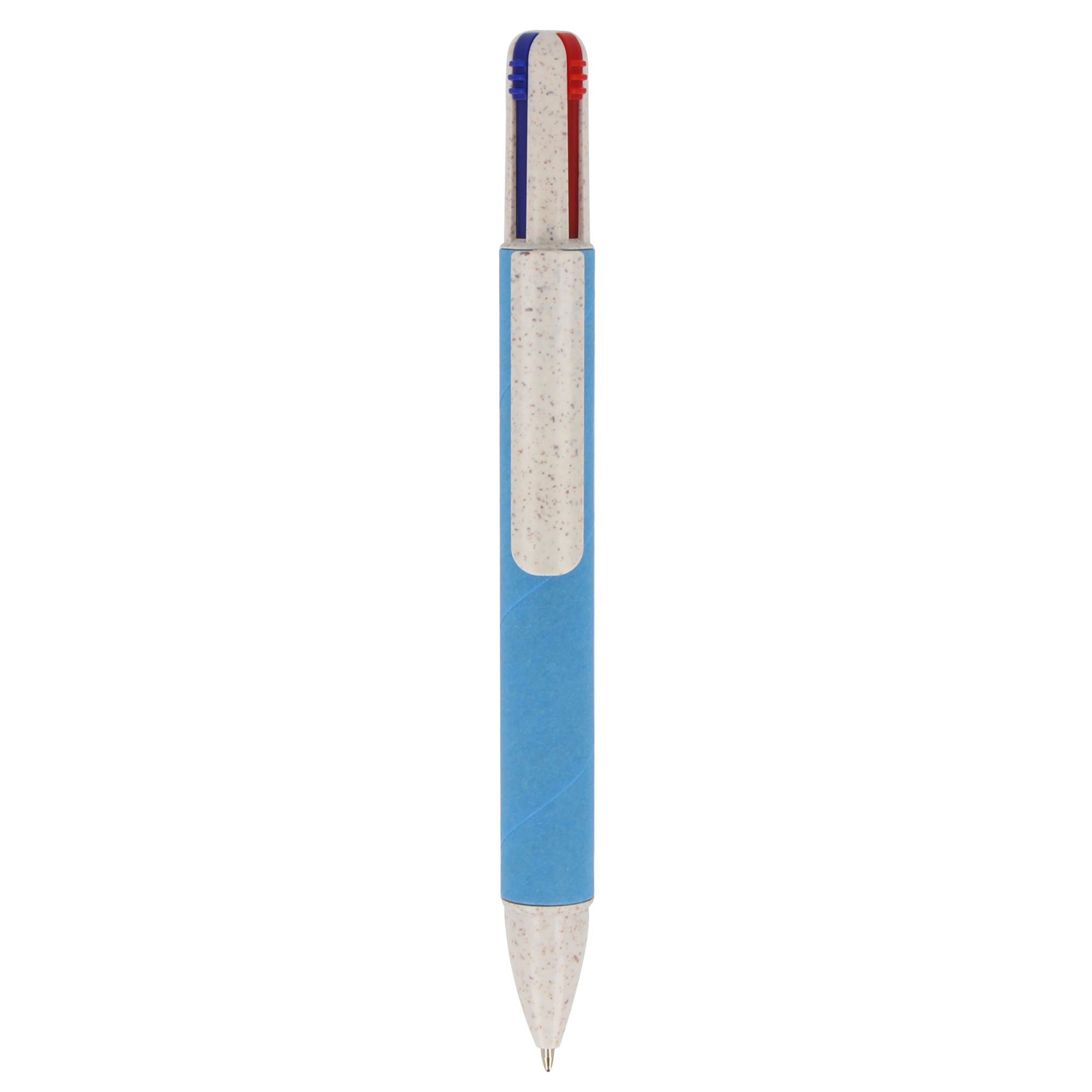 Papierkugelchreiber mit 4 Schreibfarben - blau-525