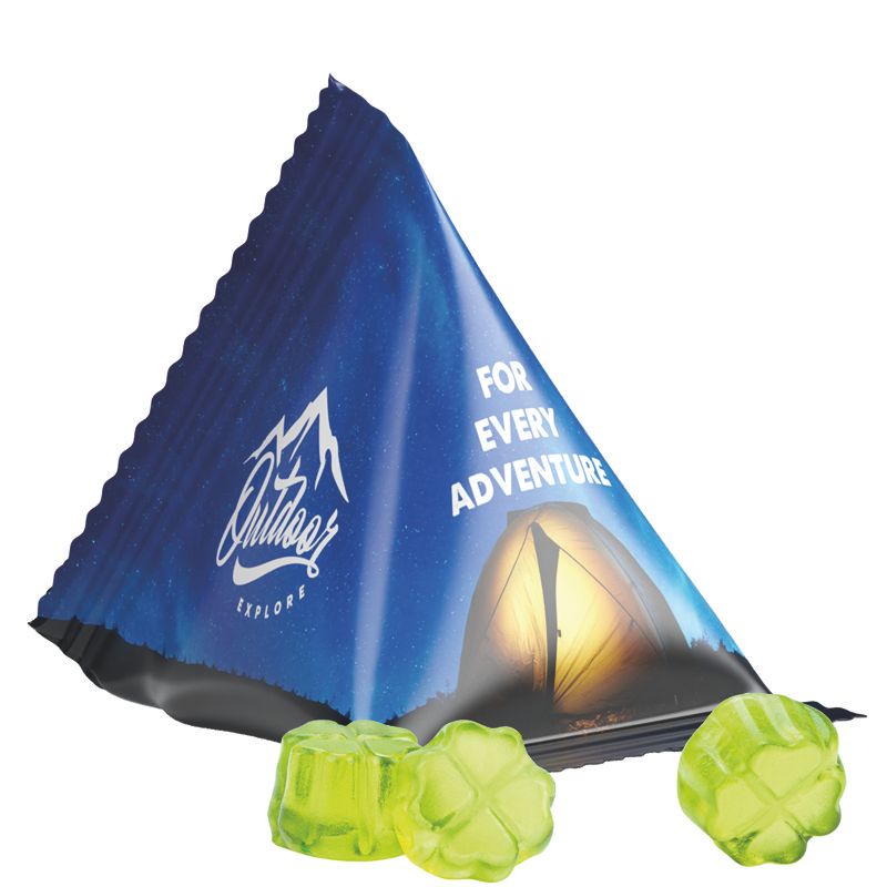 Fruchtgummi Tetraeder, Folie weiß, Trolli  Fruchtgummi Kleeblatt-764