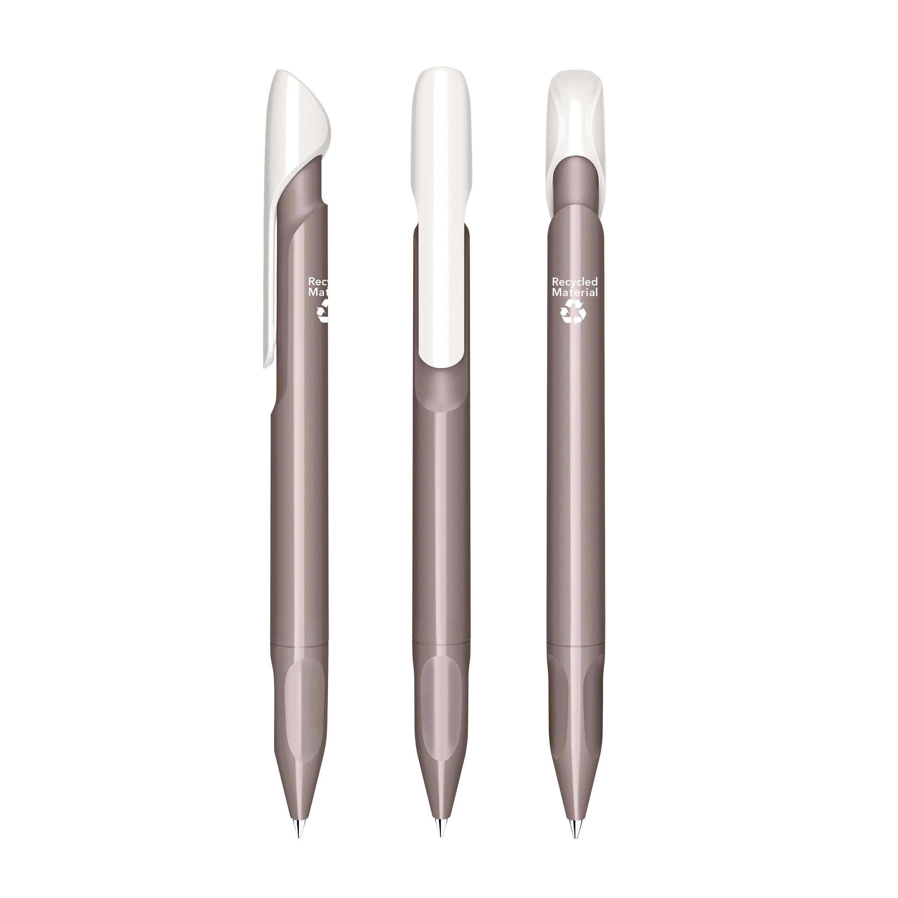 Evoxx Duo Polished Recycled Druckkugelschreiber - warmes grau-177