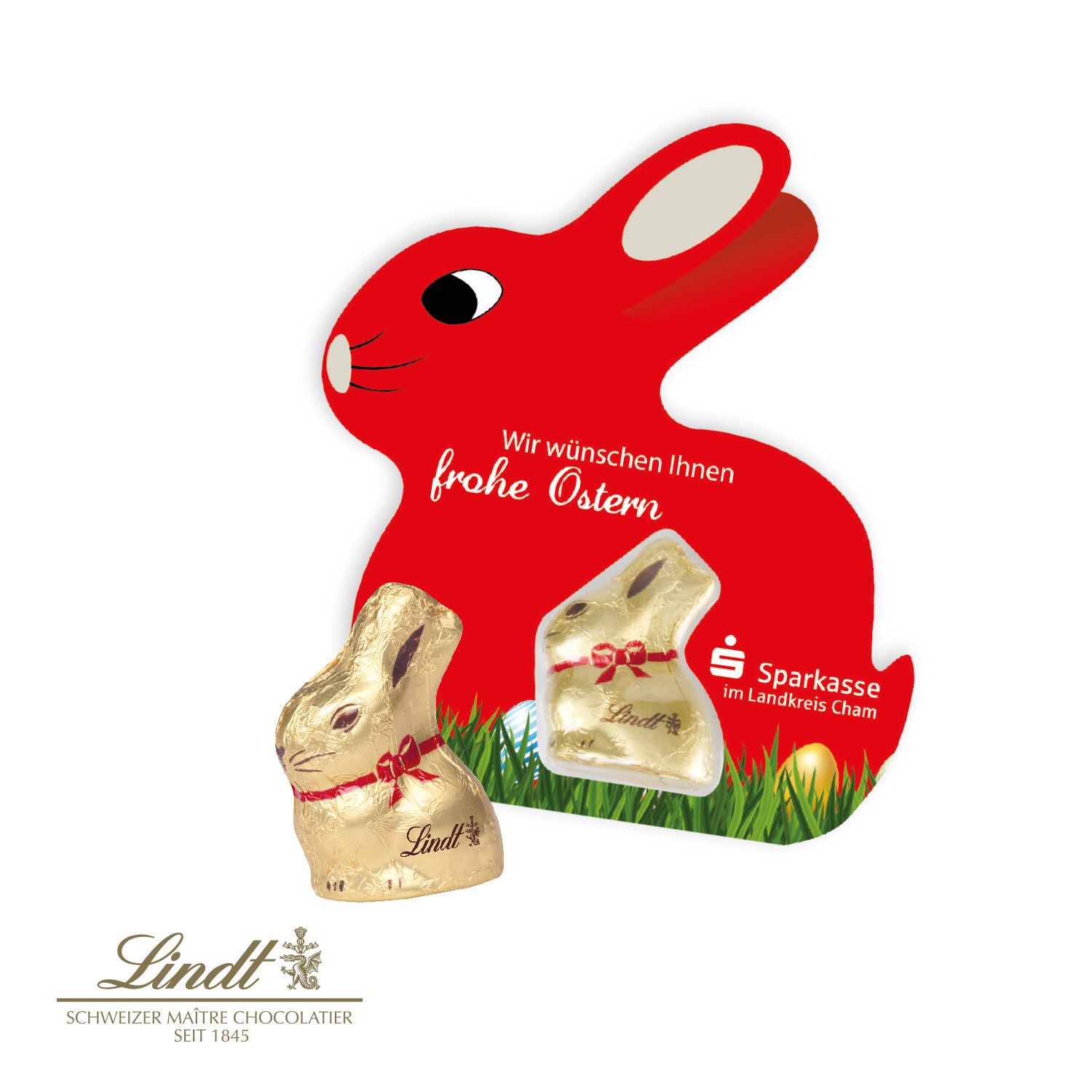 Schokokarte Hase mit Lindt Goldhase-437
