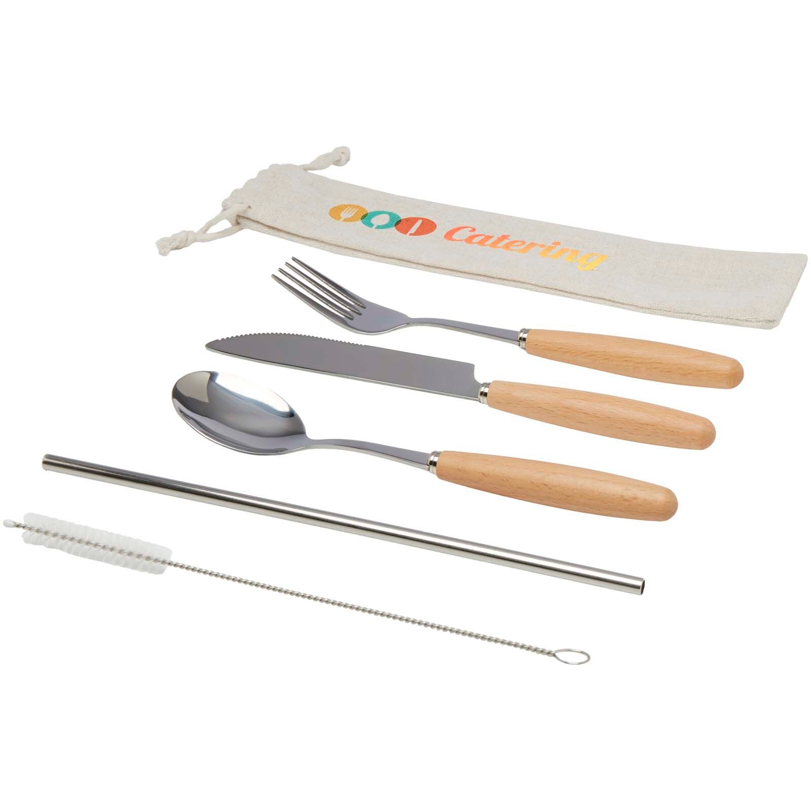 Root 5-teiliges Besteckset aus Edelstahl und Buchenholz  - natur-496