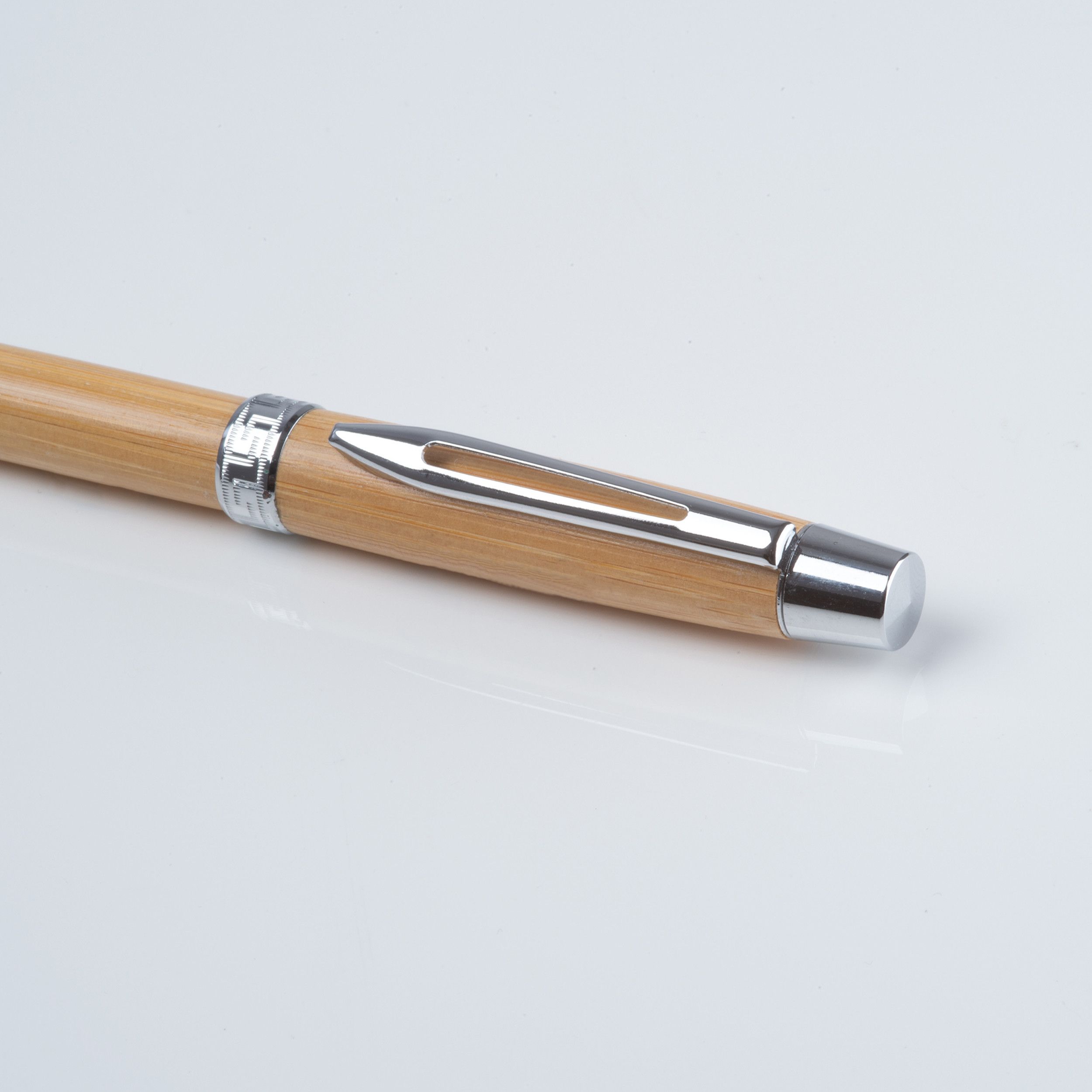 Bambus Drehkugelschreiber im Etui - beige-543