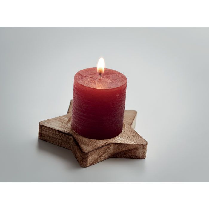 Kerze mit Halter LOTUS - rot-131