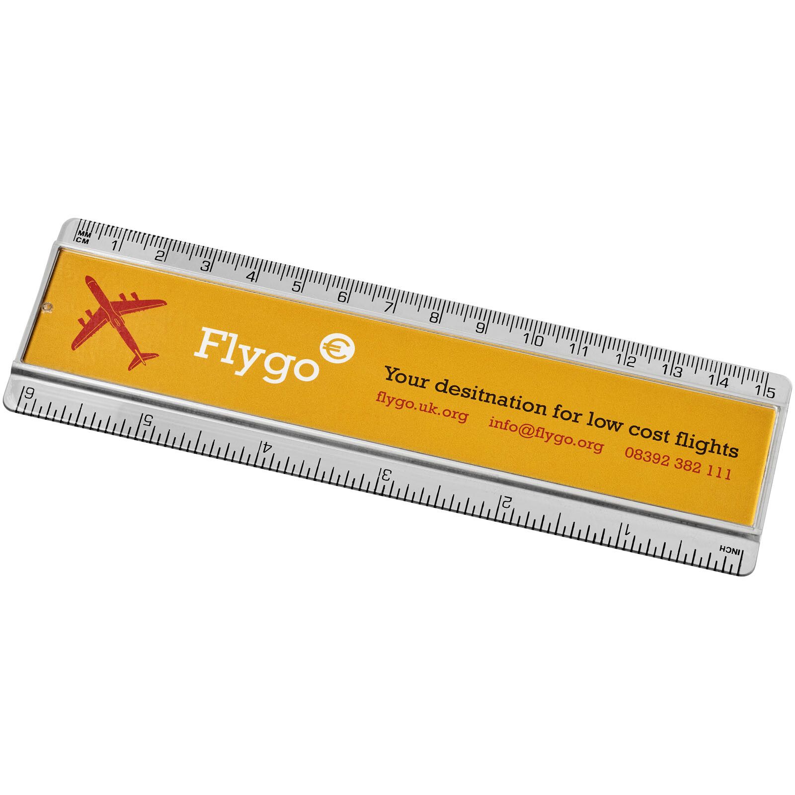 Ellison 15 cm Kunststofflineal mit Papiereinlage - transparent klar-81