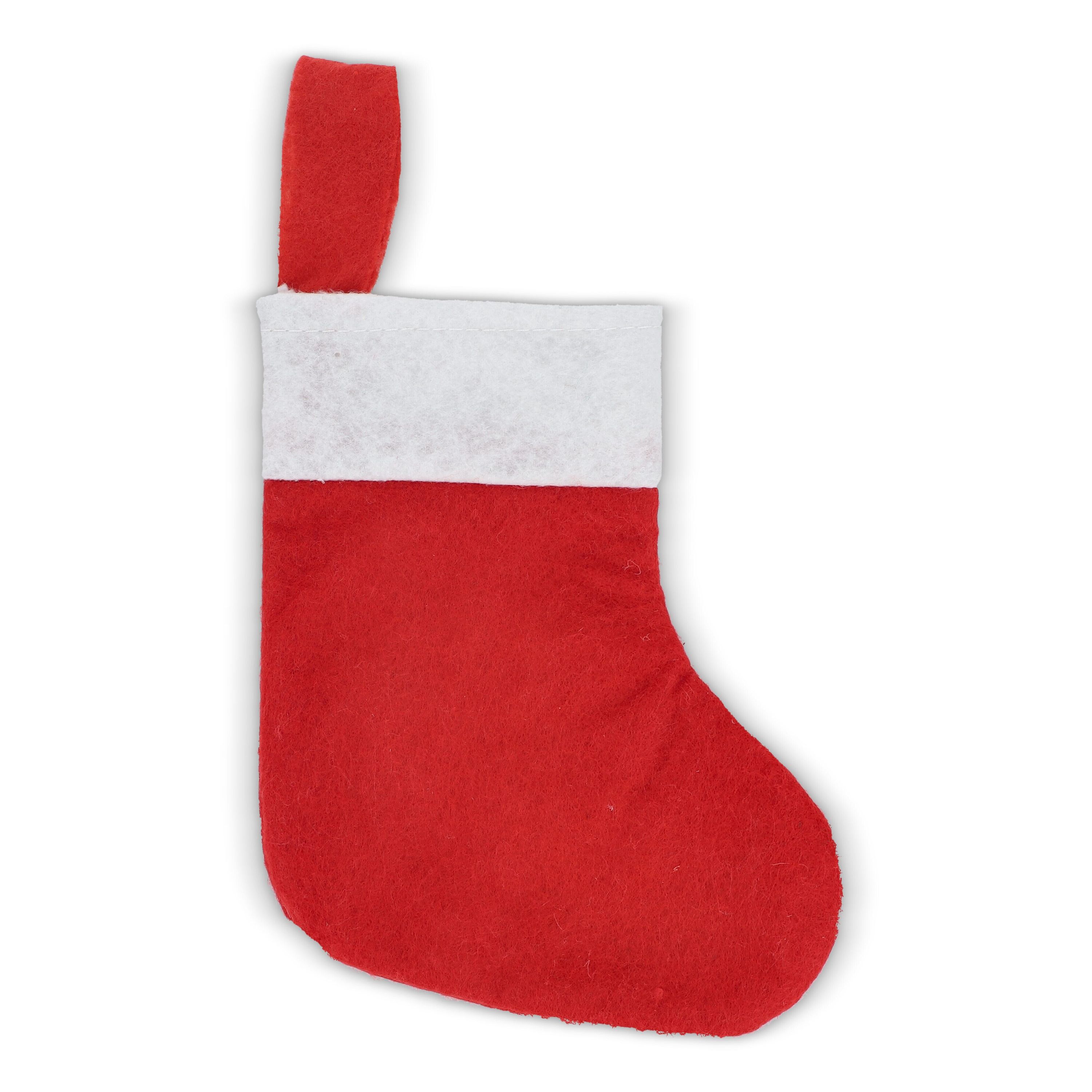 Filz-Weihnachtsstrumpf 20 cm - weiss  -  rot-598