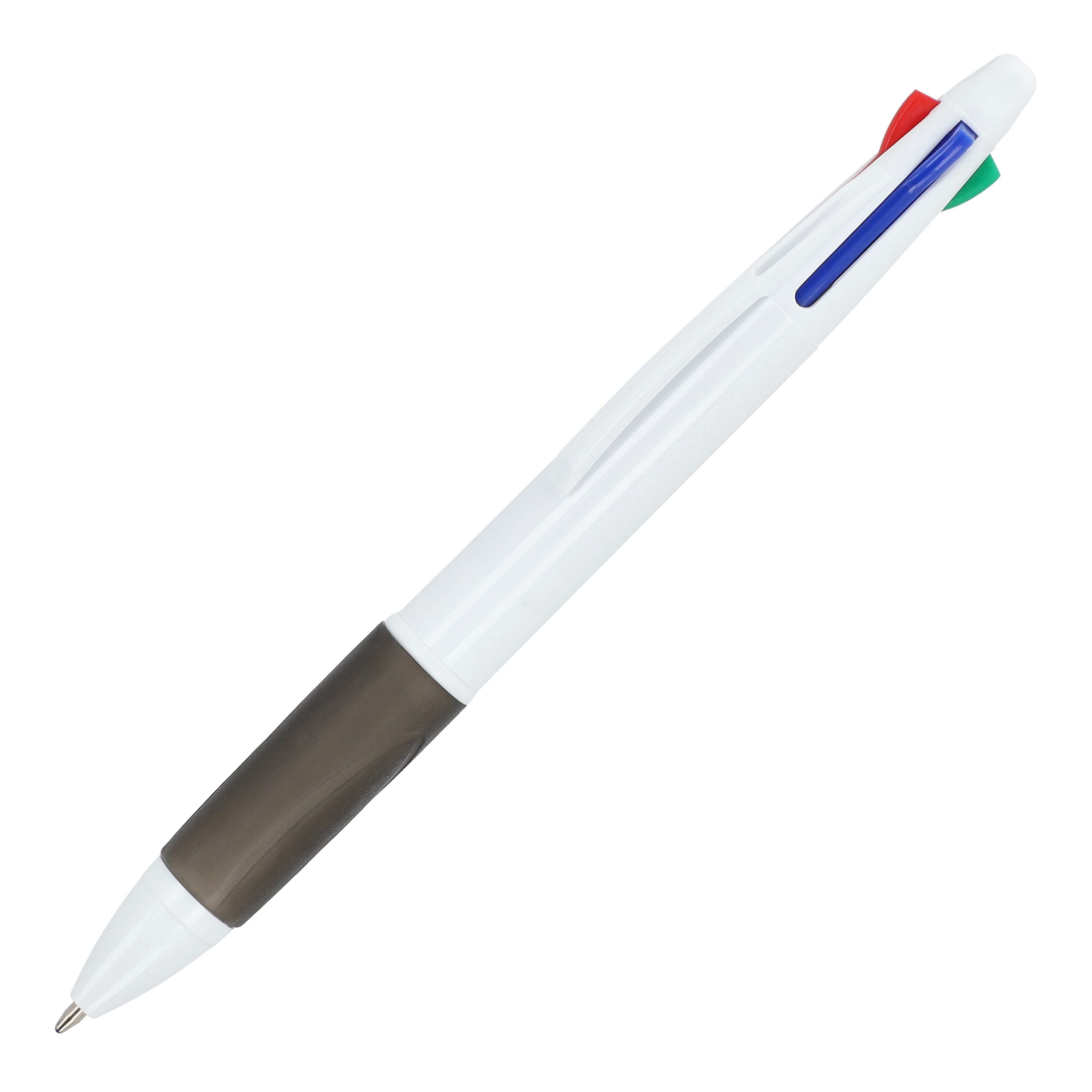 4-Farben-Stift mit Griffzone - weiss  -  schwarz-442