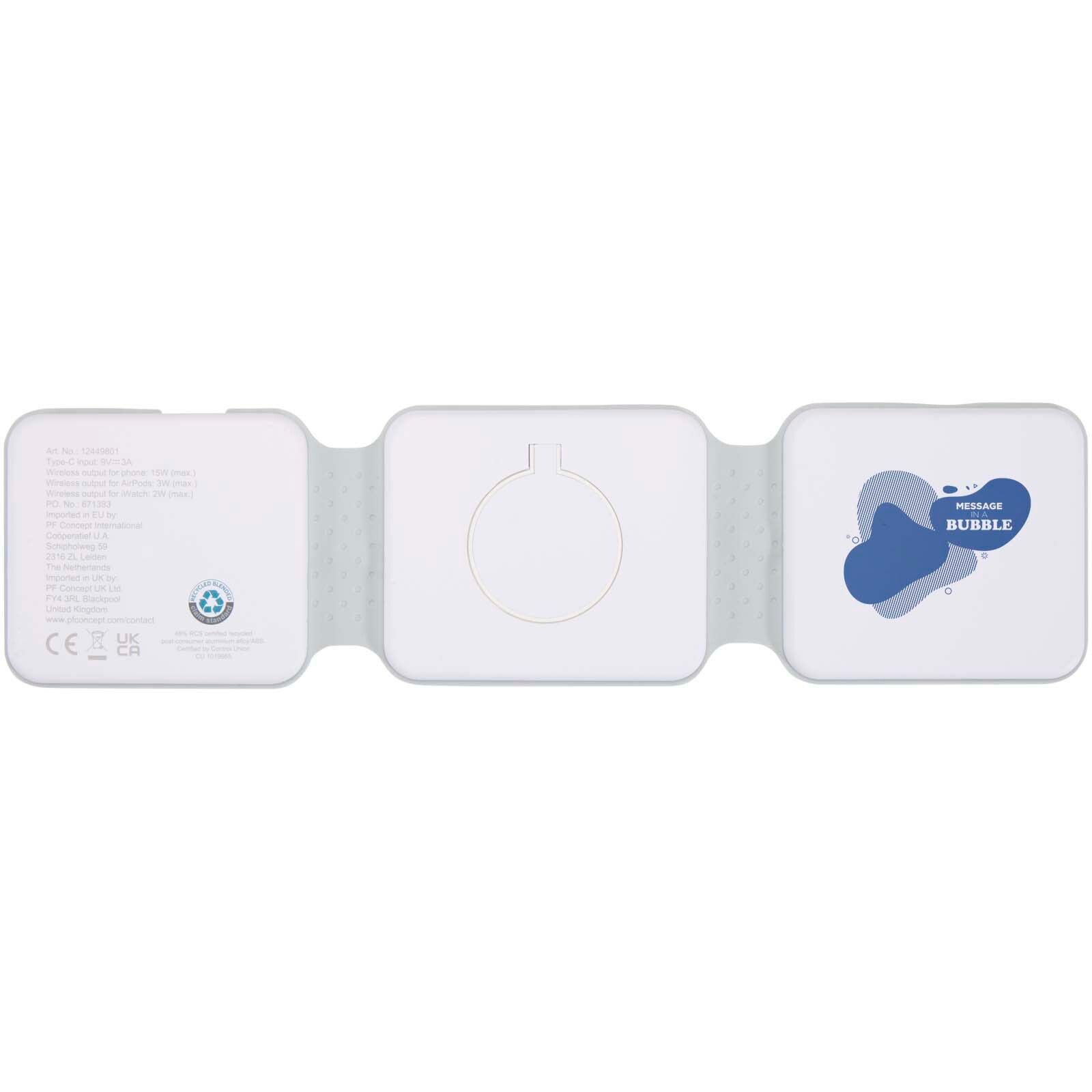 Armus 15 W 3-in-1 zusammenklappbares kabelloses Ladegerät aus recyceltem Kunststoff - weiss-388