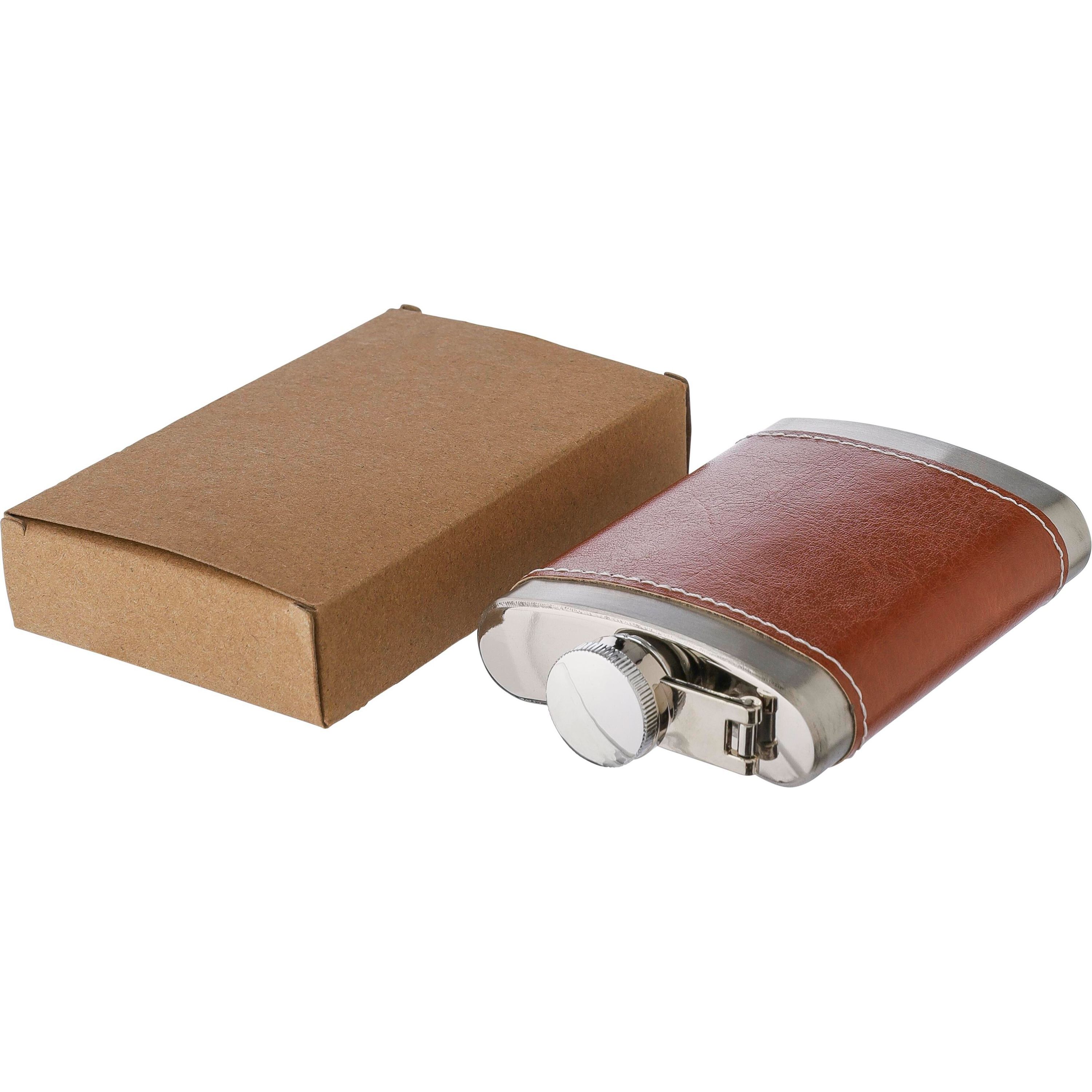 Flachmann aus Edelstahl Cedric - braun-435