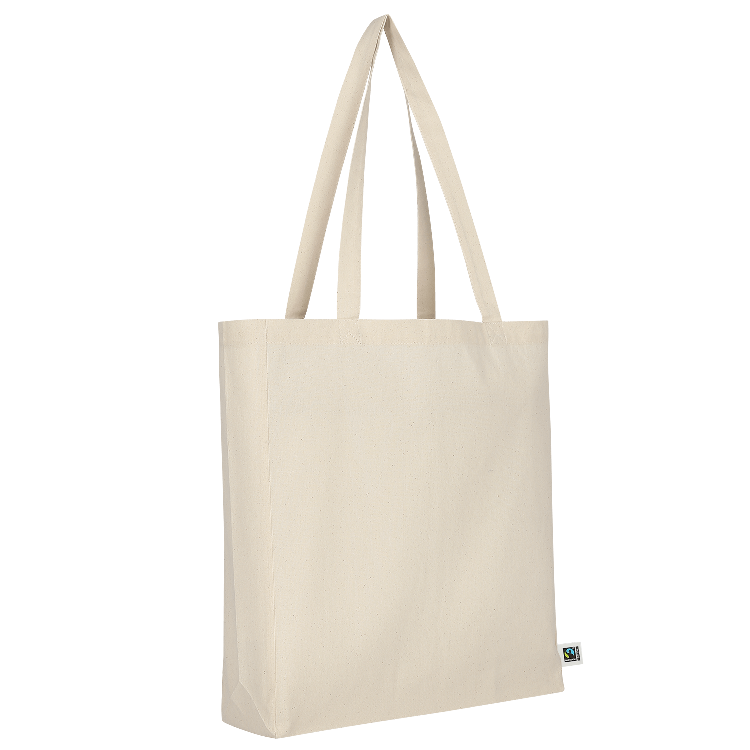 Tasche aus Fairtrade Baumwolle mit 2 langen Henkeln, Boden- und Seitenfalte - natur-982