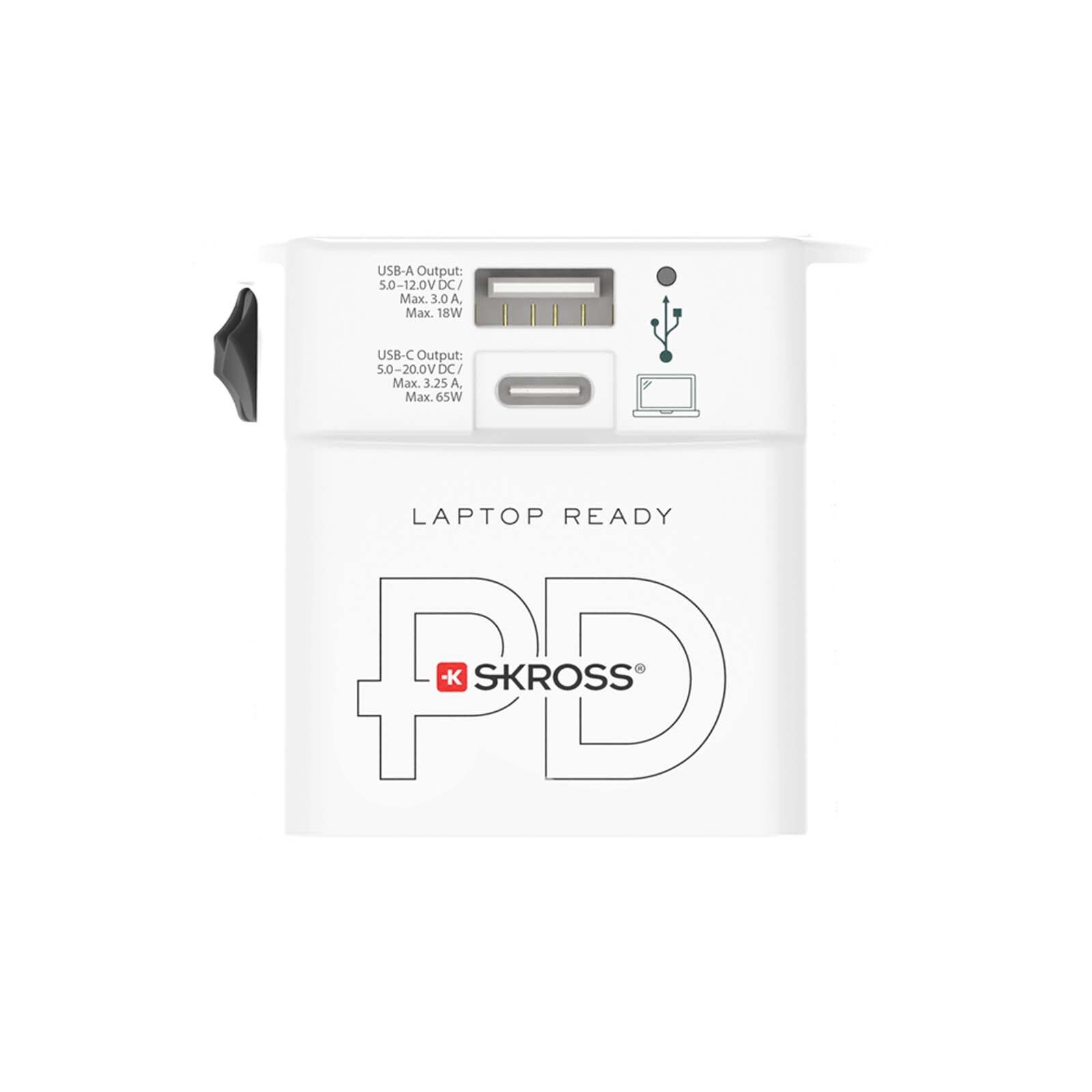 SKROSS MUV AC65PD Reiseadapter mit USB-C Kabel  - weiss-526
