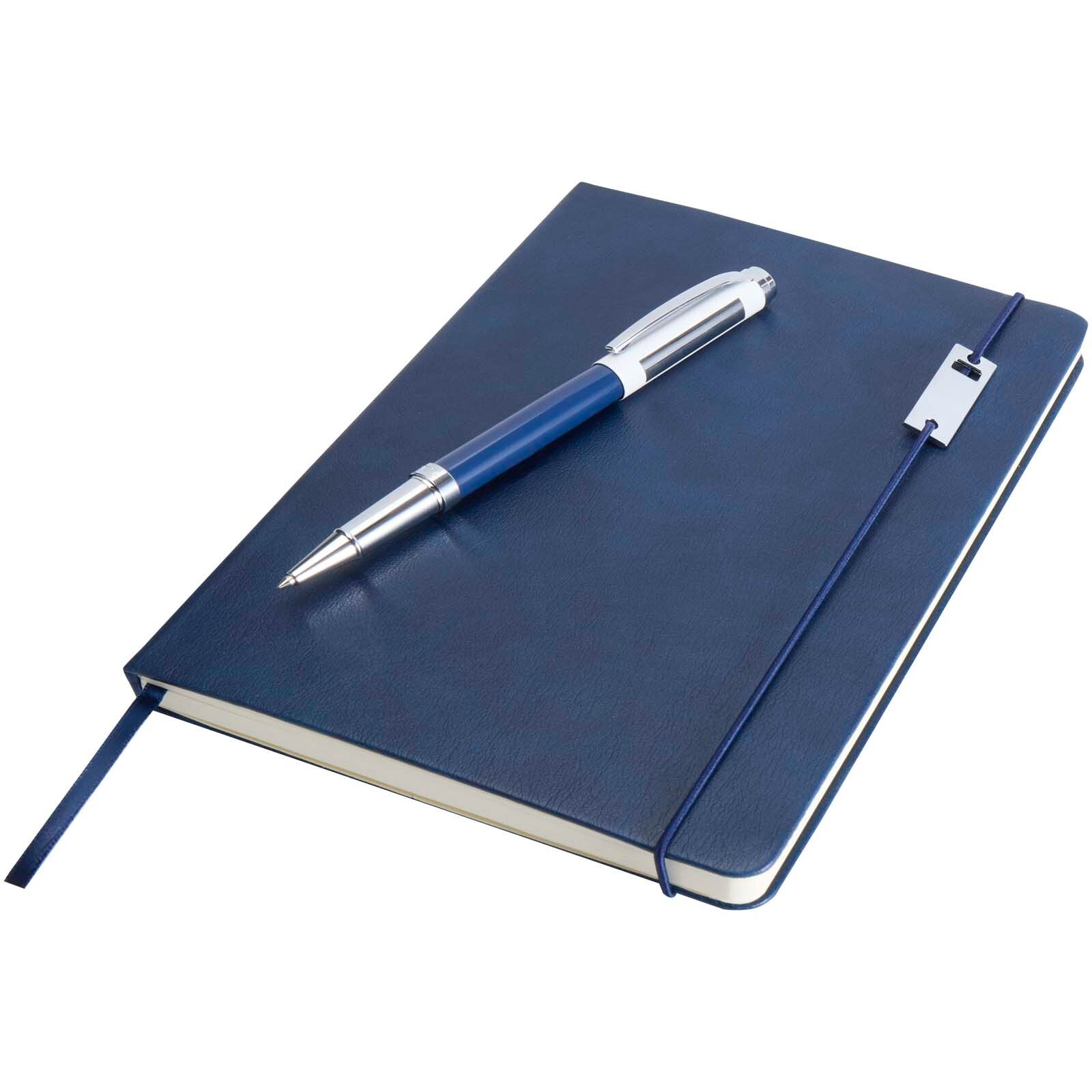 Legato Elegance A5 Hardcover Notizbuch mit Tintenroller Set - ozeanblau -  weiss-737