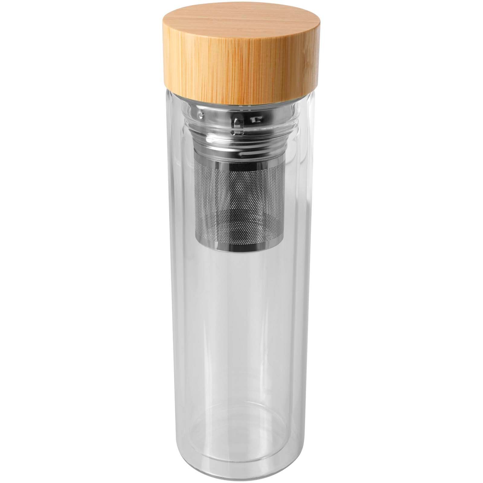 Bailey 400 ml Flasche aus Borosilikatglas mit Infuser und Bambusdeckel - transparent klar-531