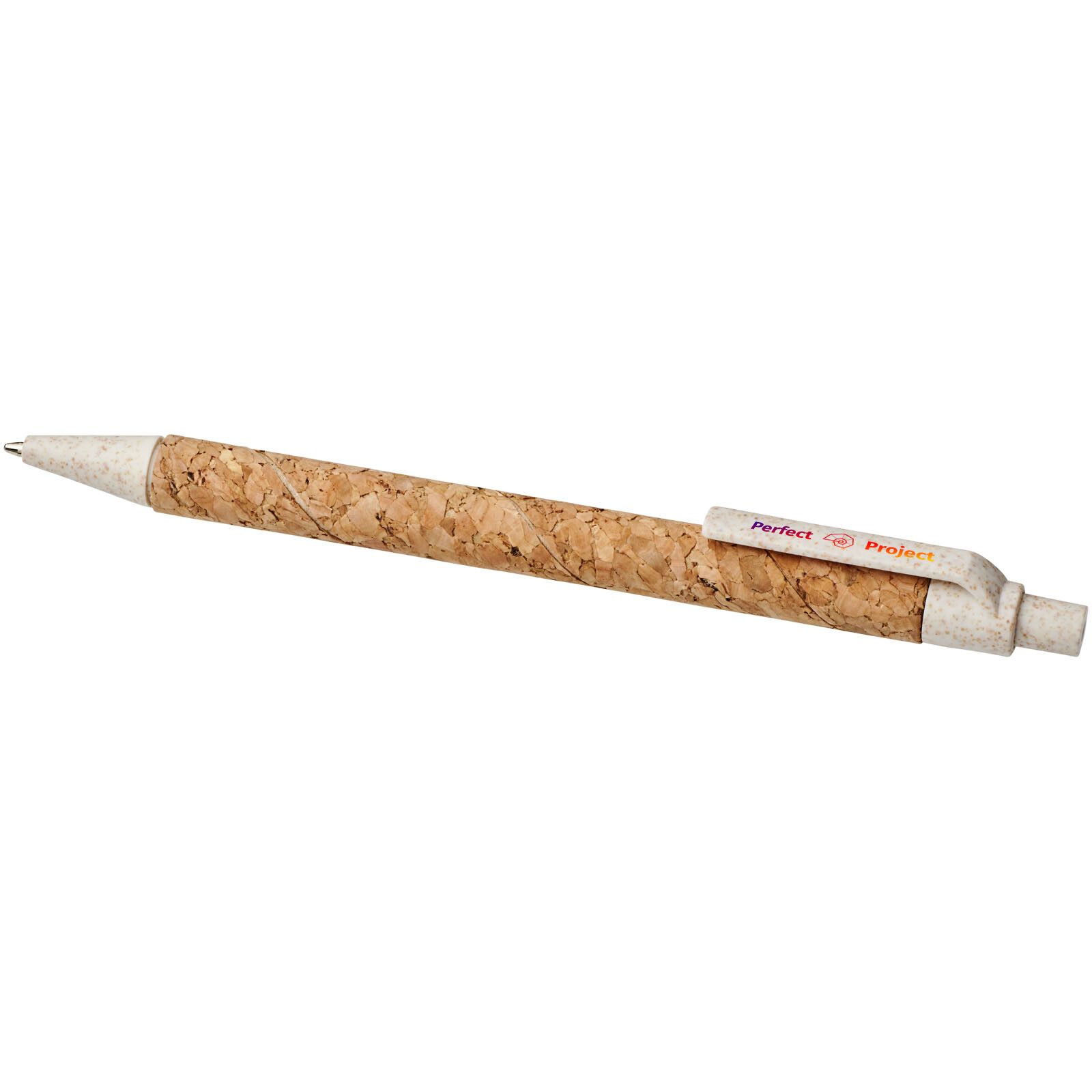Midar Kugelschreiber aus Kork und Weizenstroh (schwarze Mine) - natur -  creme-638