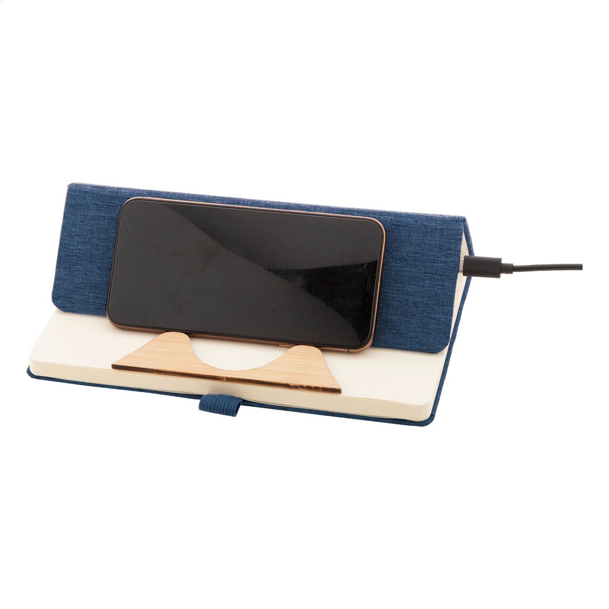 RPET Wireless-Charger/Notizbuch Chatom - dunkelblau-495