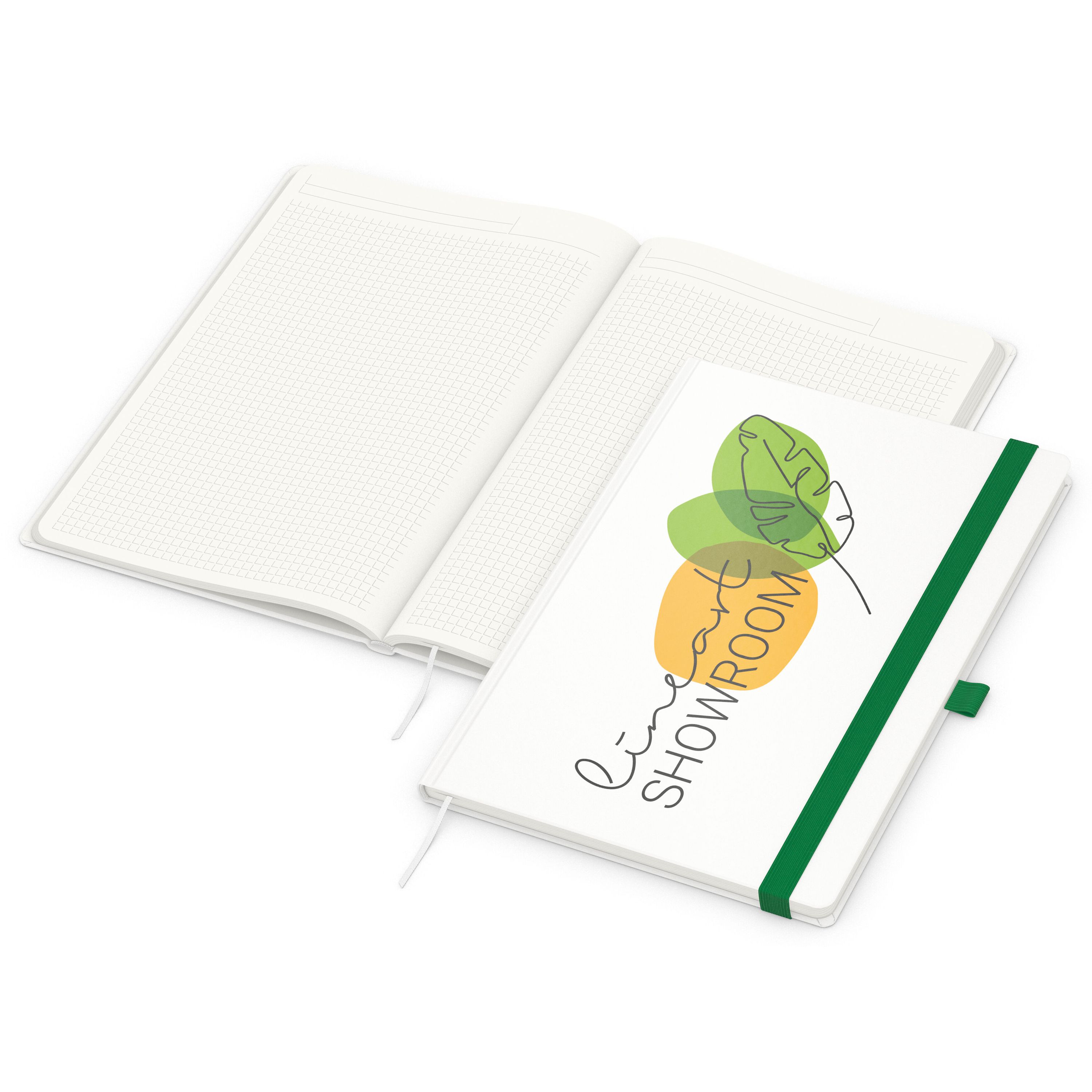 Notizbuch Match-Book RECYCLING, A4, Winkelkaro, Papier matt, grün-615