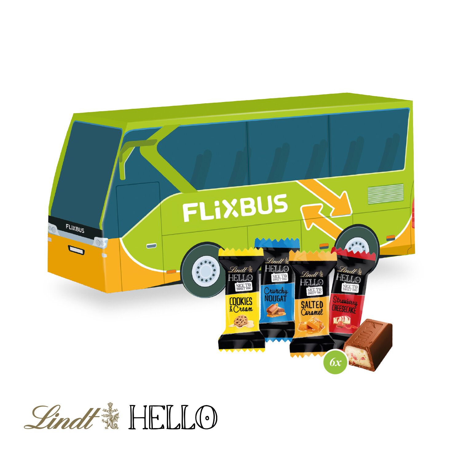 3D Präsent "Bus" mit Lindt Hello Mini-14
