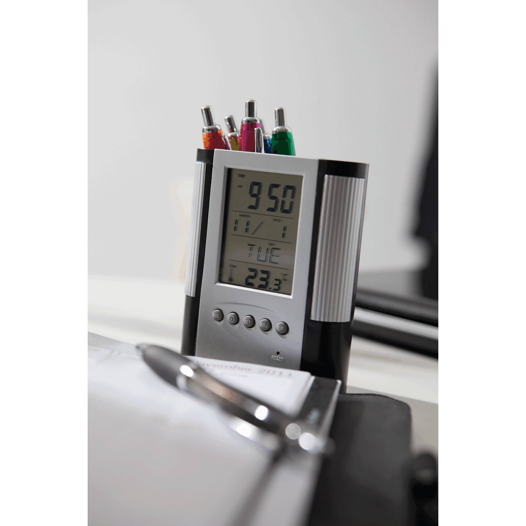 LCD-Wecker BUTLER - schwarz - silber-708